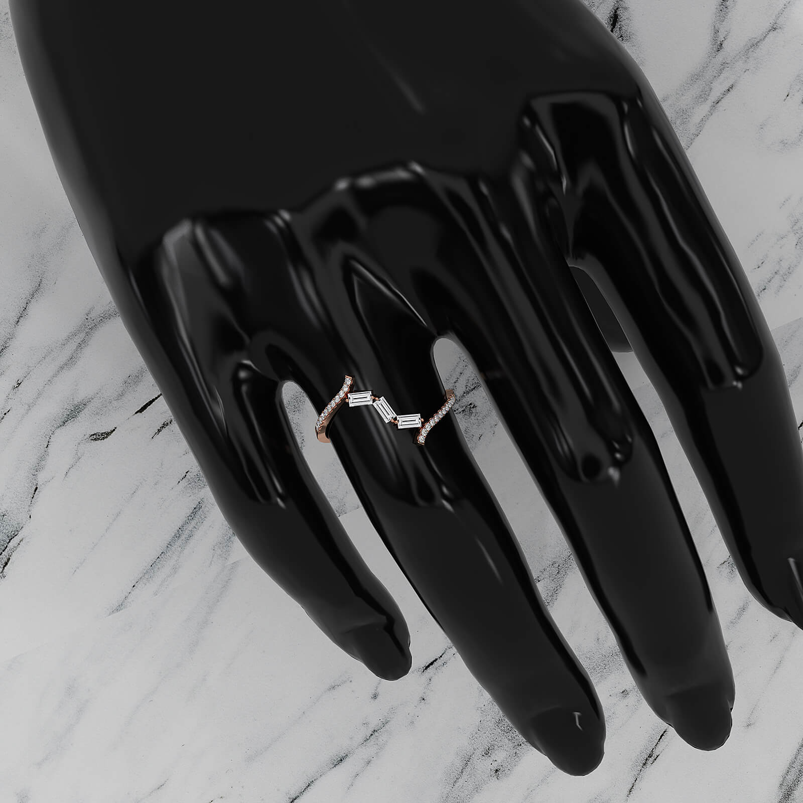 Minimalist Baguette Round Lab Diamond Fashion Ring 0.21ctw.