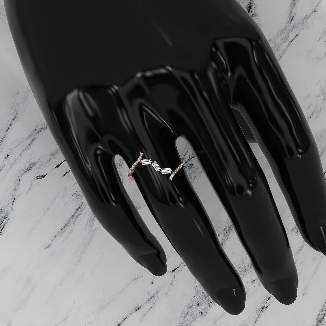 Minimalist Baguette Round Lab Diamond Fashion Ring 0.21ctw.