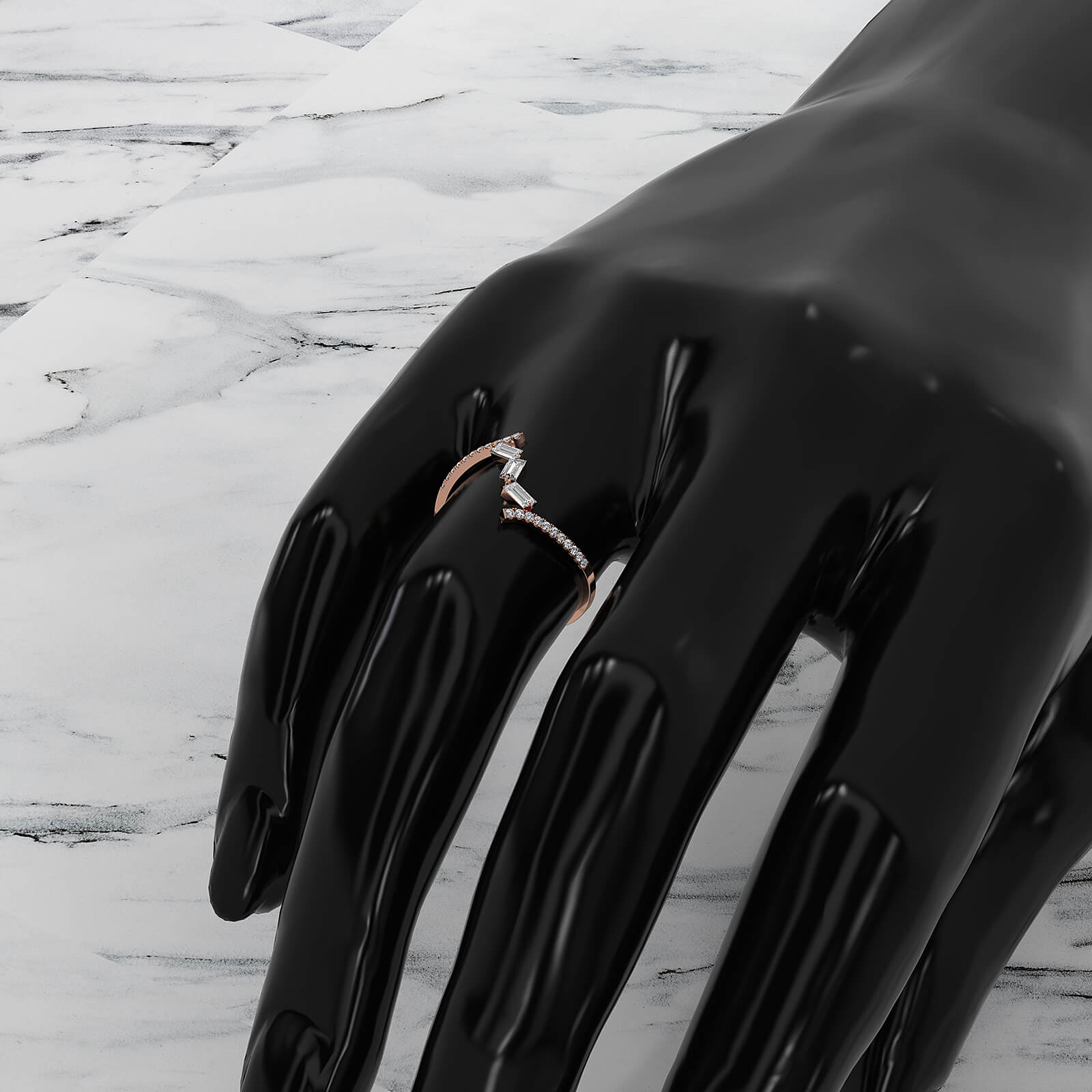 Minimalist Baguette Round Lab Diamond Fashion Ring 0.21ctw.