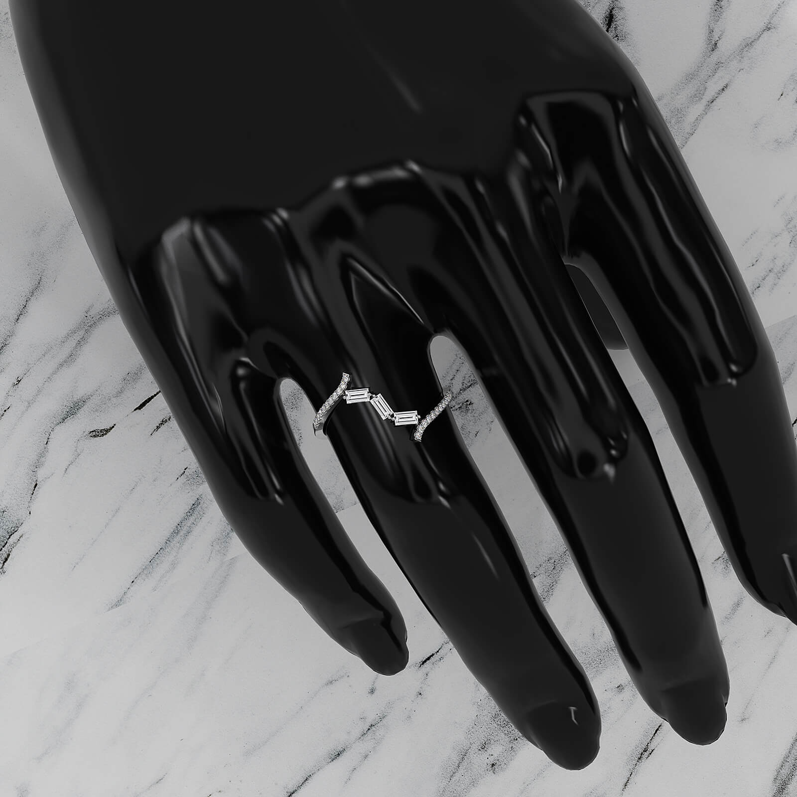 Minimalist Baguette Round Lab Diamond Fashion Ring 0.21ctw.