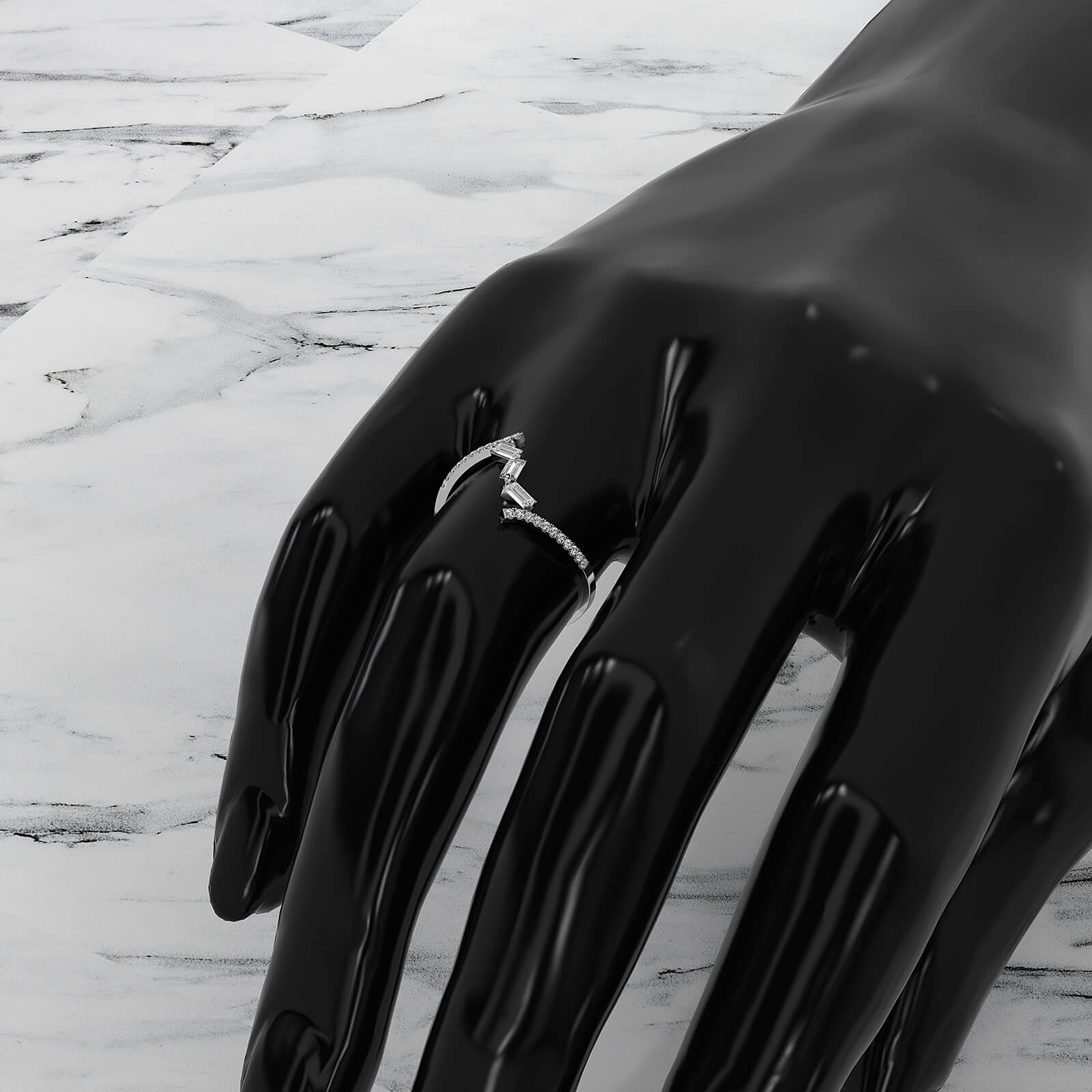 Minimalist Baguette Round Lab Diamond Fashion Ring 0.21ctw.