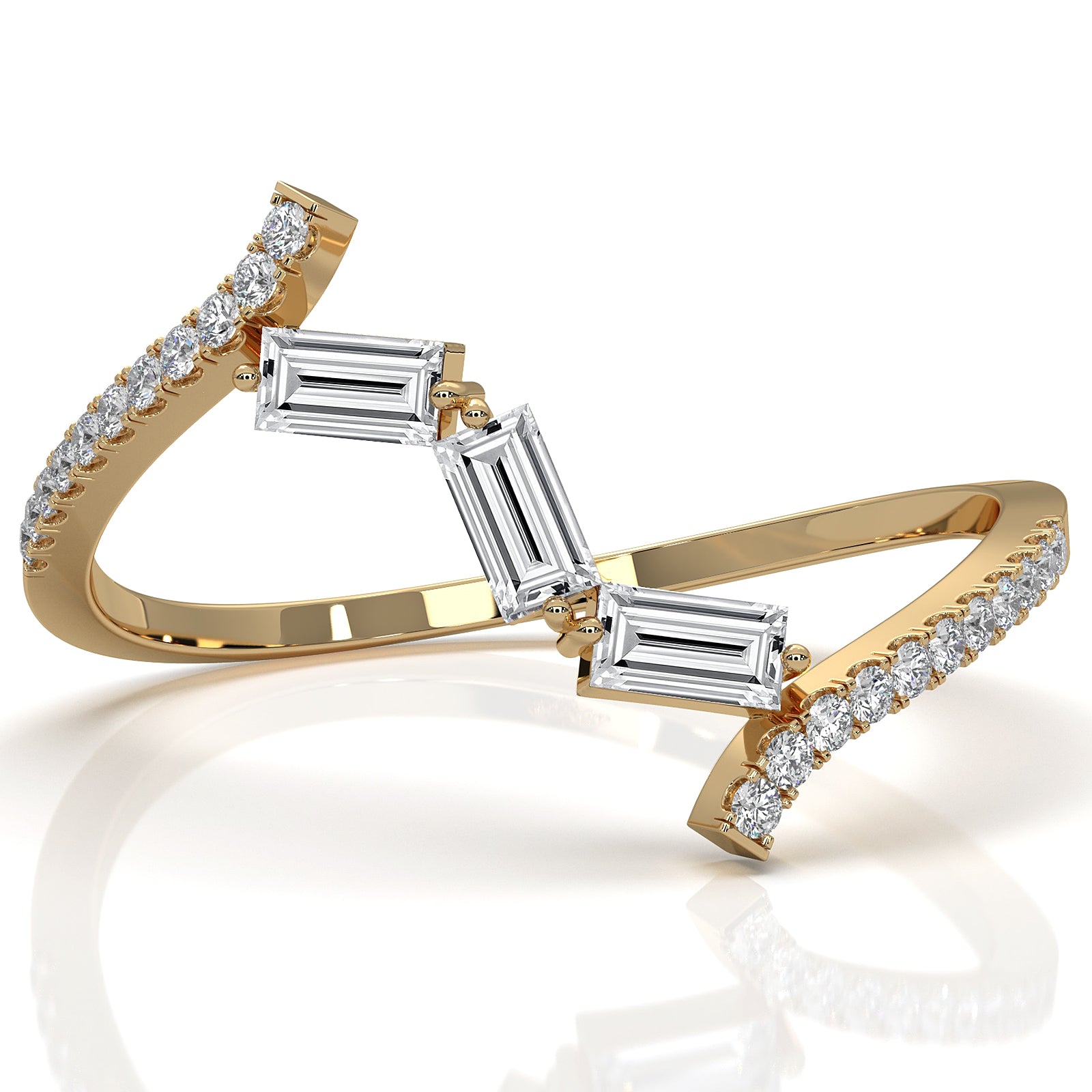 Minimalist Baguette Round Lab Diamond Fashion Ring 0.21ctw.