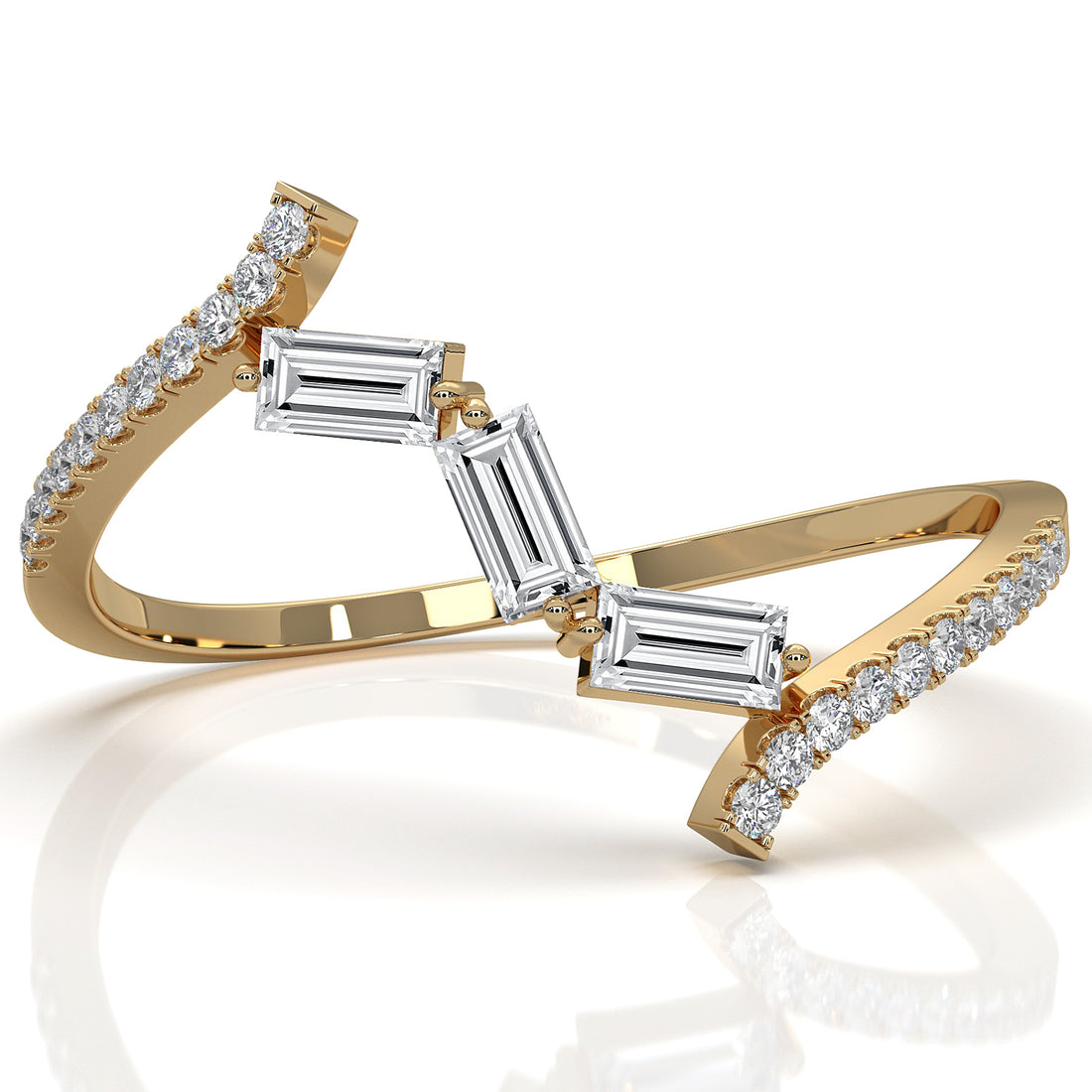 Minimalist Baguette Round Lab Diamond Fashion Ring 0.21ctw.