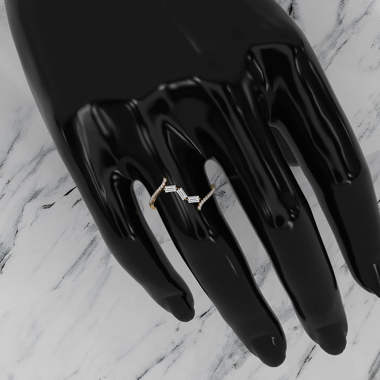 Minimalist Baguette Round Lab Diamond Fashion Ring 0.21ctw.