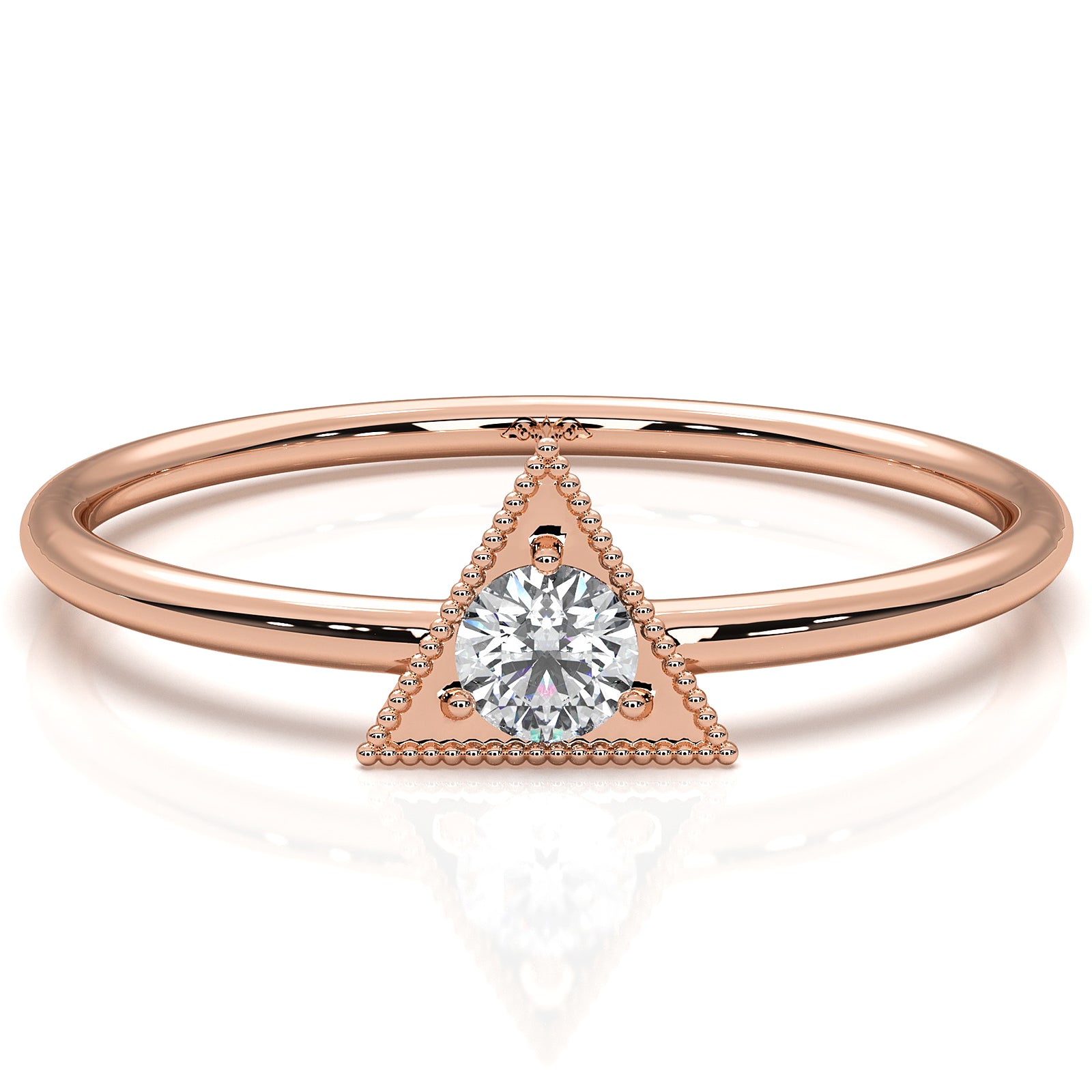Triangle Milgrain Round Lab Diamond Fashion Anniversary Ring 0.10ctw.