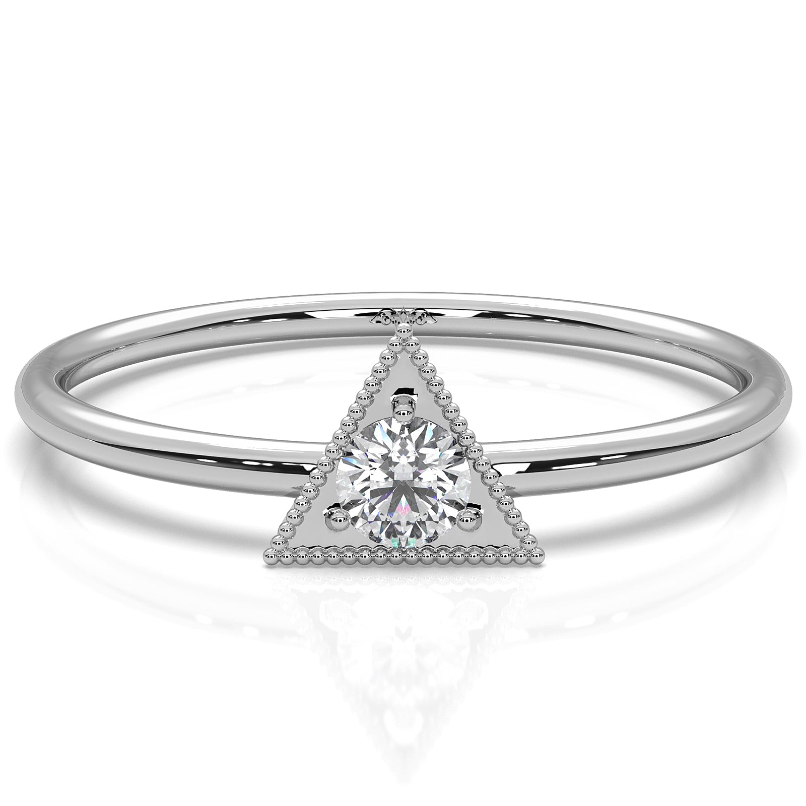 Triangle Milgrain Round Lab Diamond Fashion Anniversary Ring 0.10ctw.