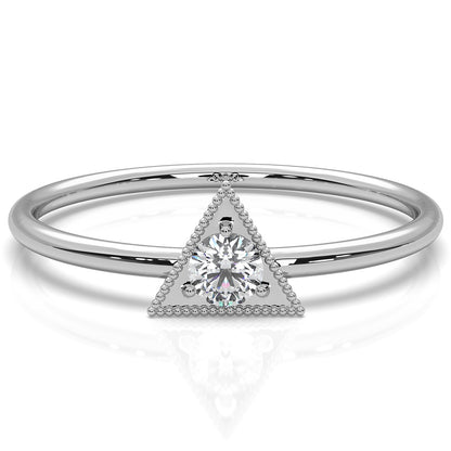 Triangle Milgrain Round Lab Diamond Fashion Anniversary Ring 0.10ctw.