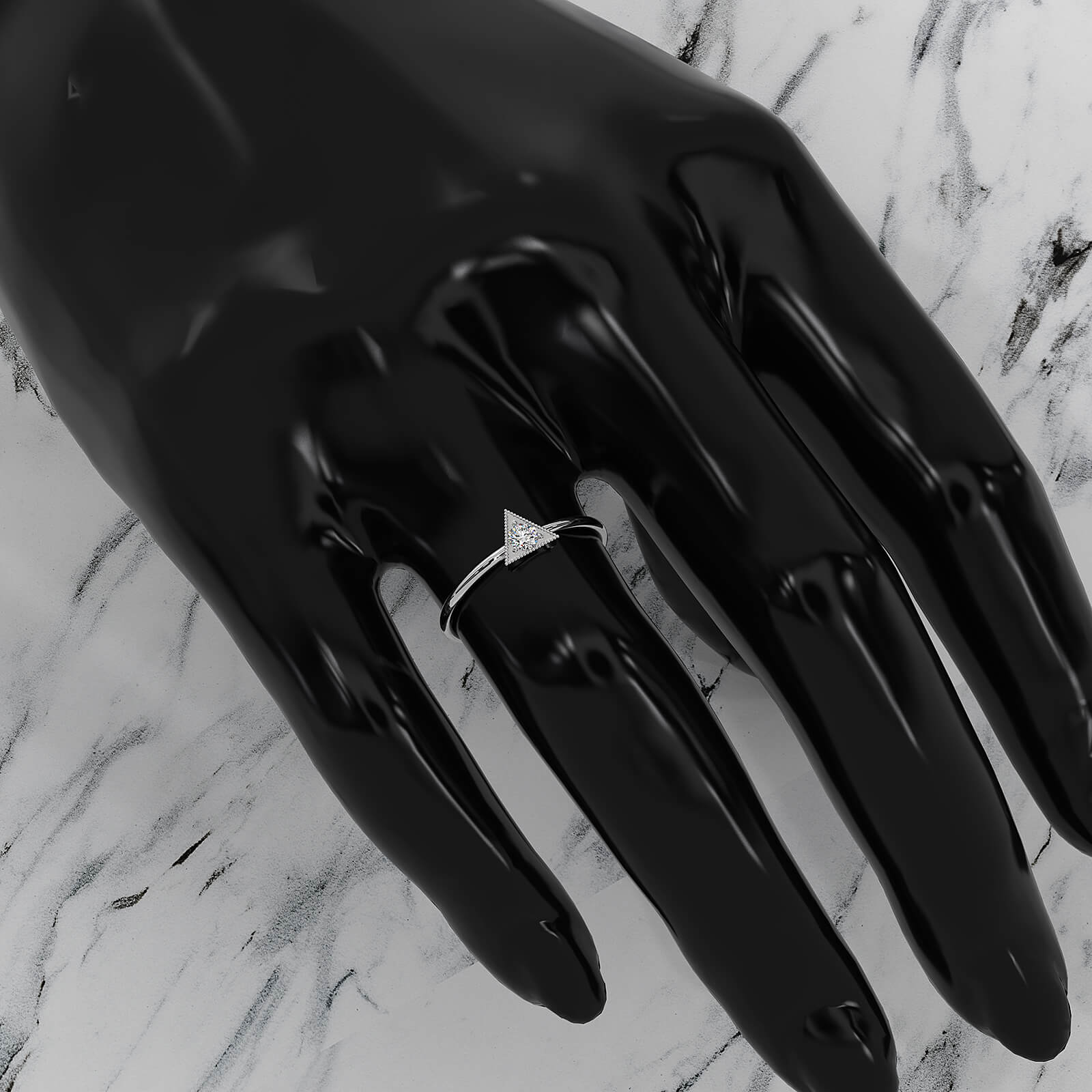 Triangle Milgrain Round Lab Diamond Fashion Anniversary Ring 0.10ctw.