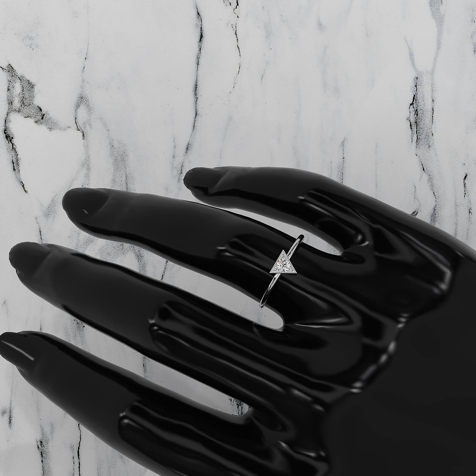 Triangle Milgrain Round Lab Diamond Fashion Anniversary Ring 0.10ctw.