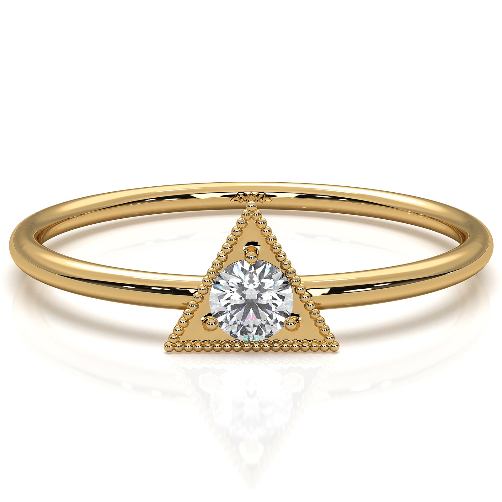 Triangle Milgrain Round Lab Diamond Fashion Anniversary Ring 0.10ctw.