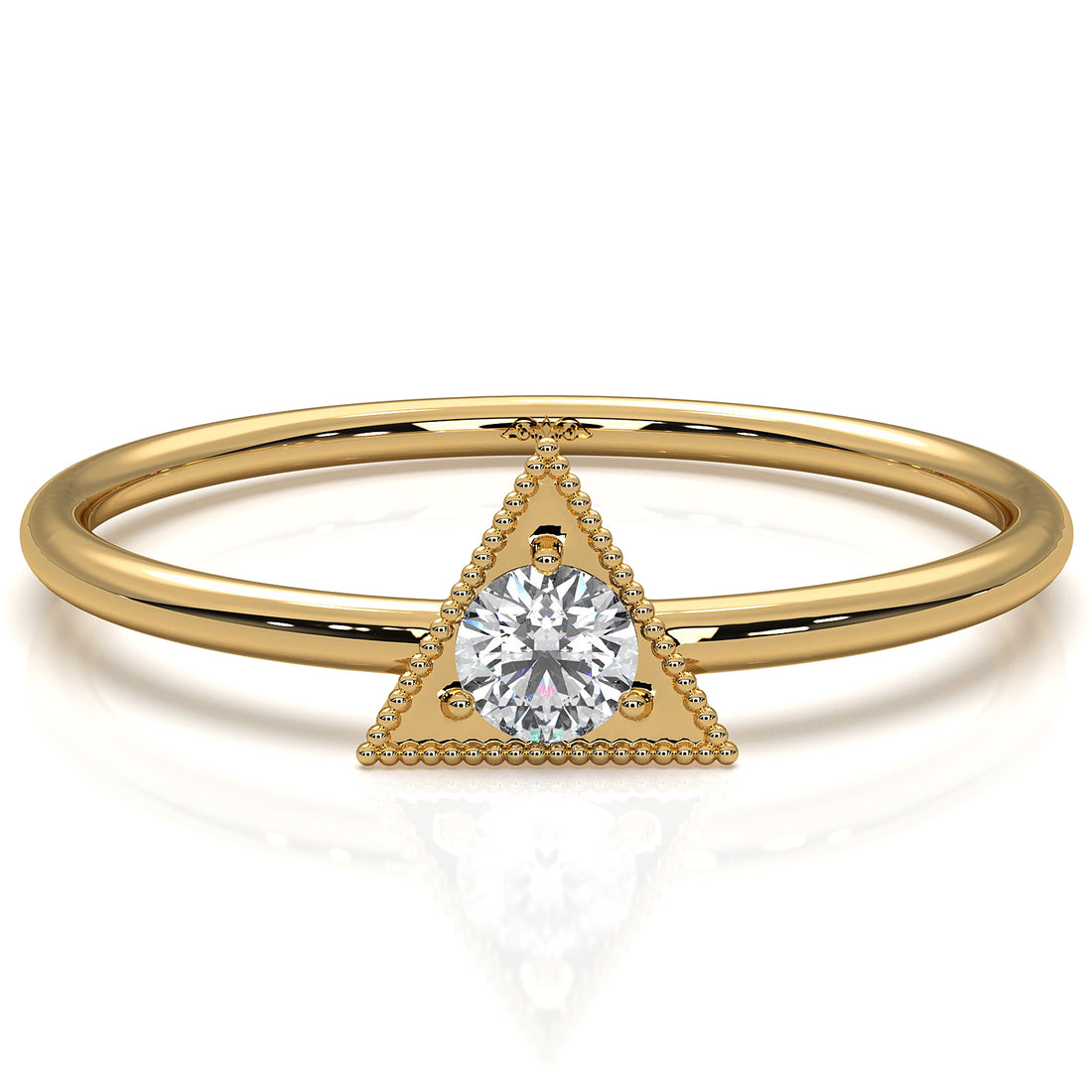 Triangle Milgrain Round Lab Diamond Fashion Anniversary Ring 0.10ctw.