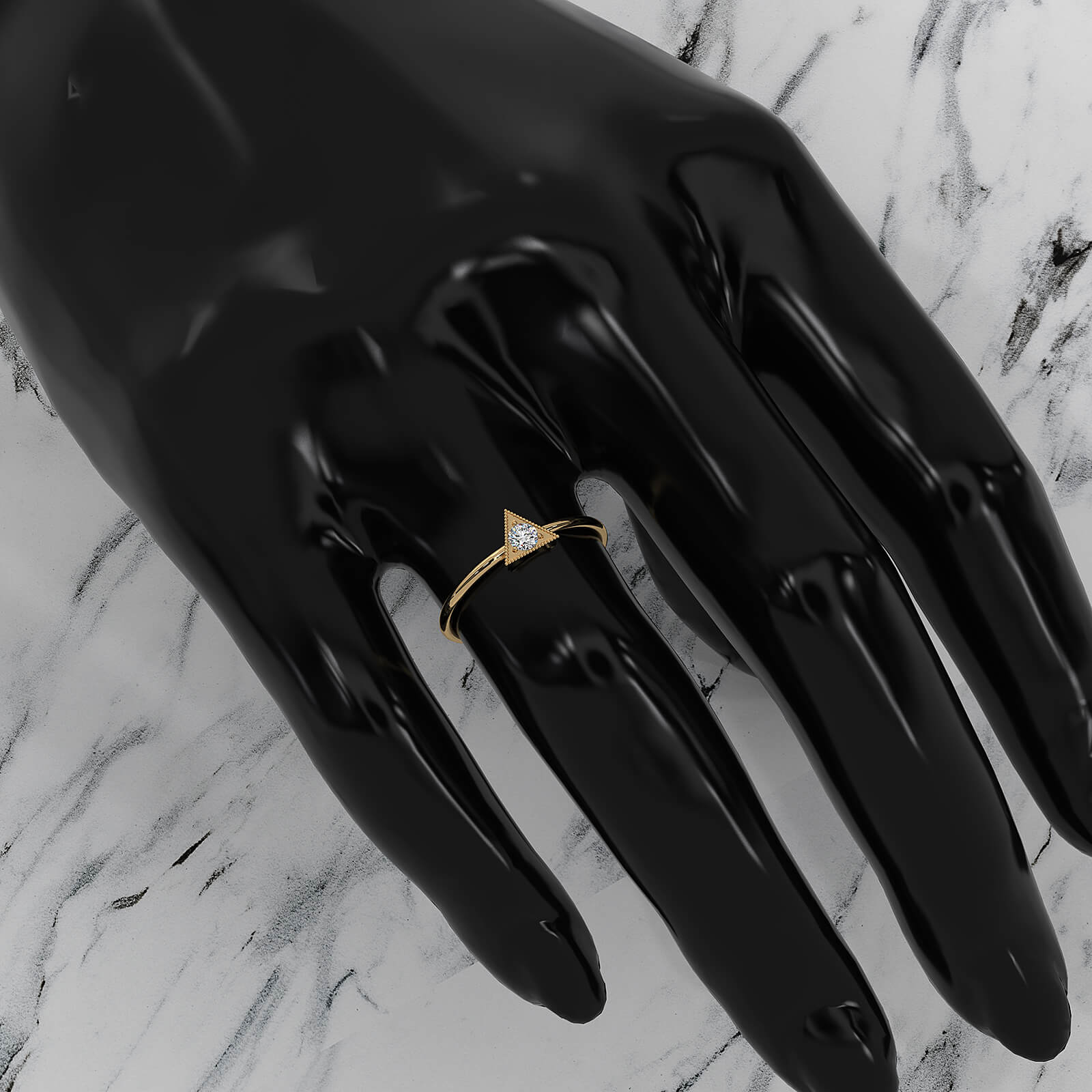 Triangle Milgrain Round Lab Diamond Fashion Anniversary Ring 0.10ctw.