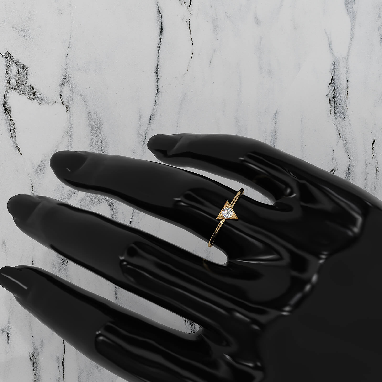 Triangle Milgrain Round Lab Diamond Fashion Anniversary Ring 0.10ctw.