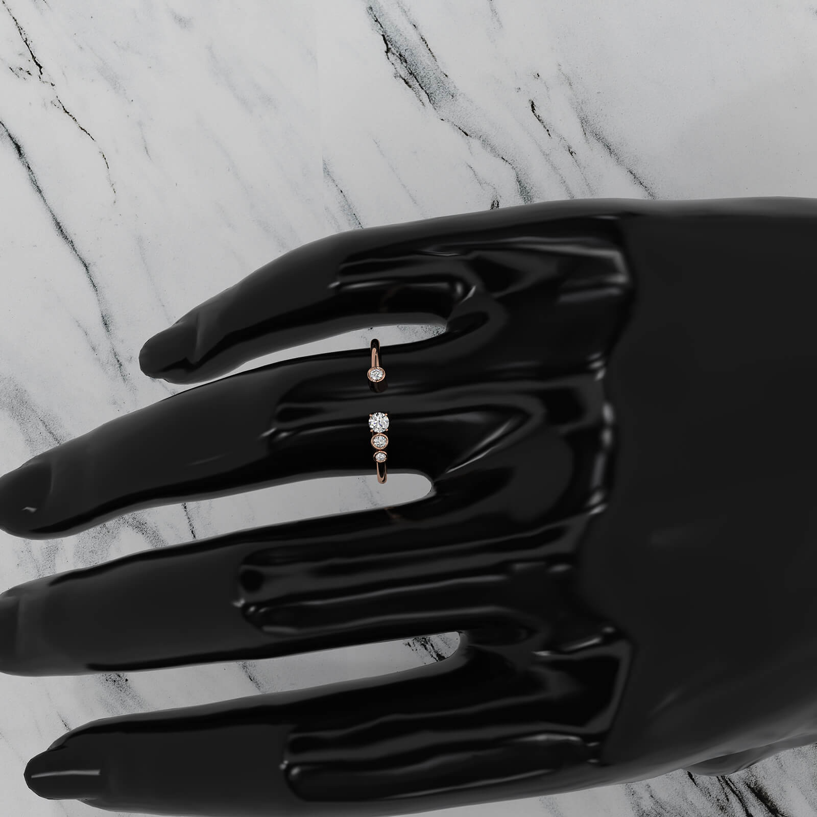 Minimalist Open Cuff Bezel Prong Round Lab Diamond Fashion Ring 0.12ctw.