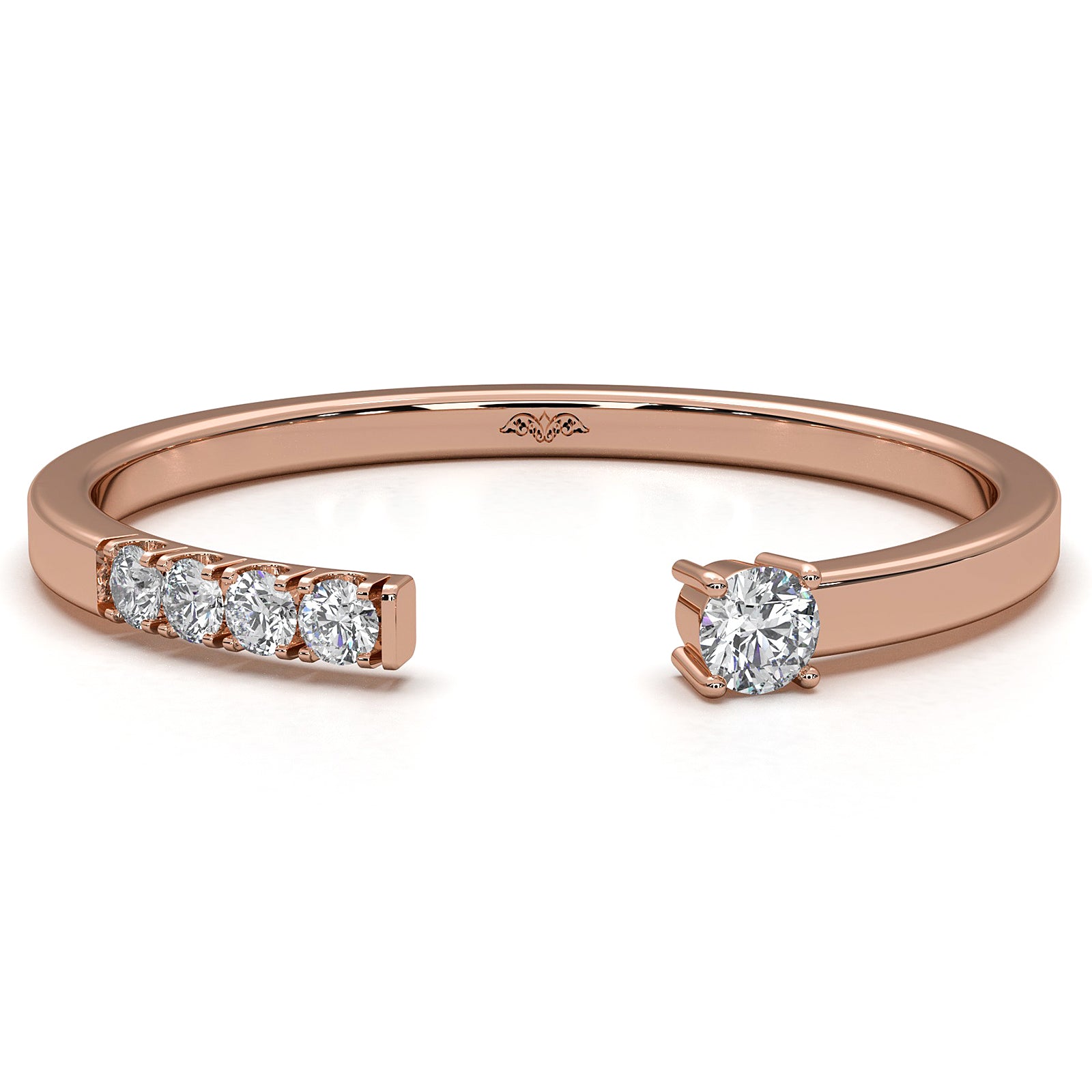 Open Cuff Round Lab Diamond Fashion Anniversary Ring 0.06ctw.