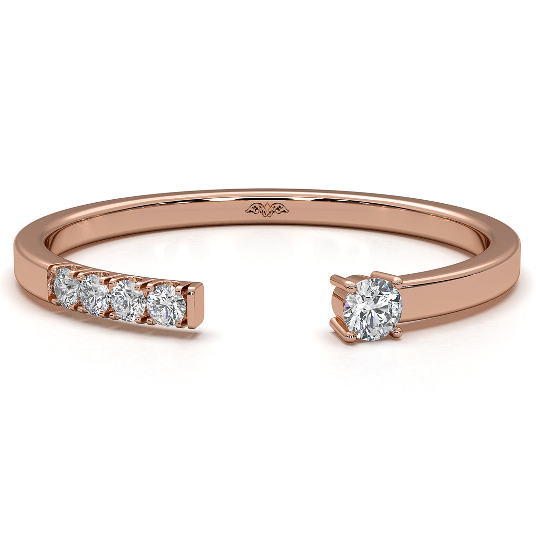 Open Cuff Round Lab Diamond Fashion Anniversary Ring 0.06ctw.