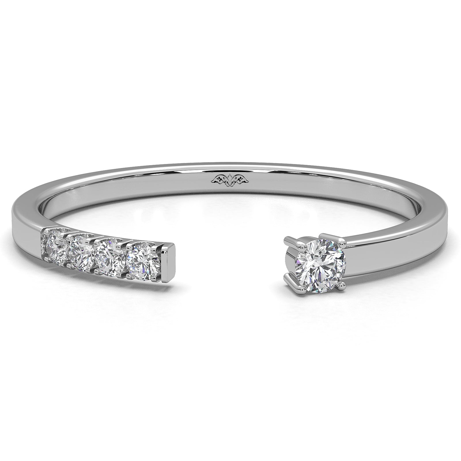 Open Cuff Round Lab Diamond Fashion Anniversary Ring 0.06ctw.