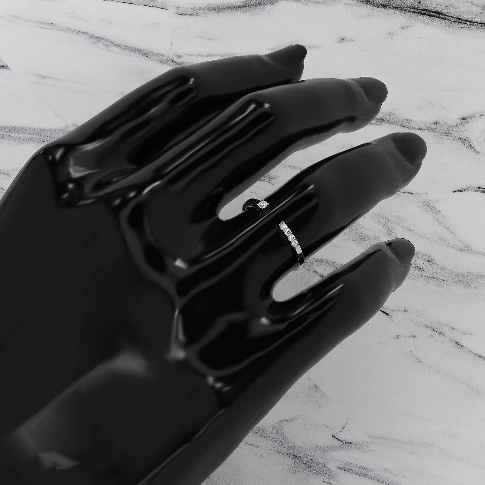 Open Cuff Round Lab Diamond Fashion Anniversary Ring 0.06ctw.