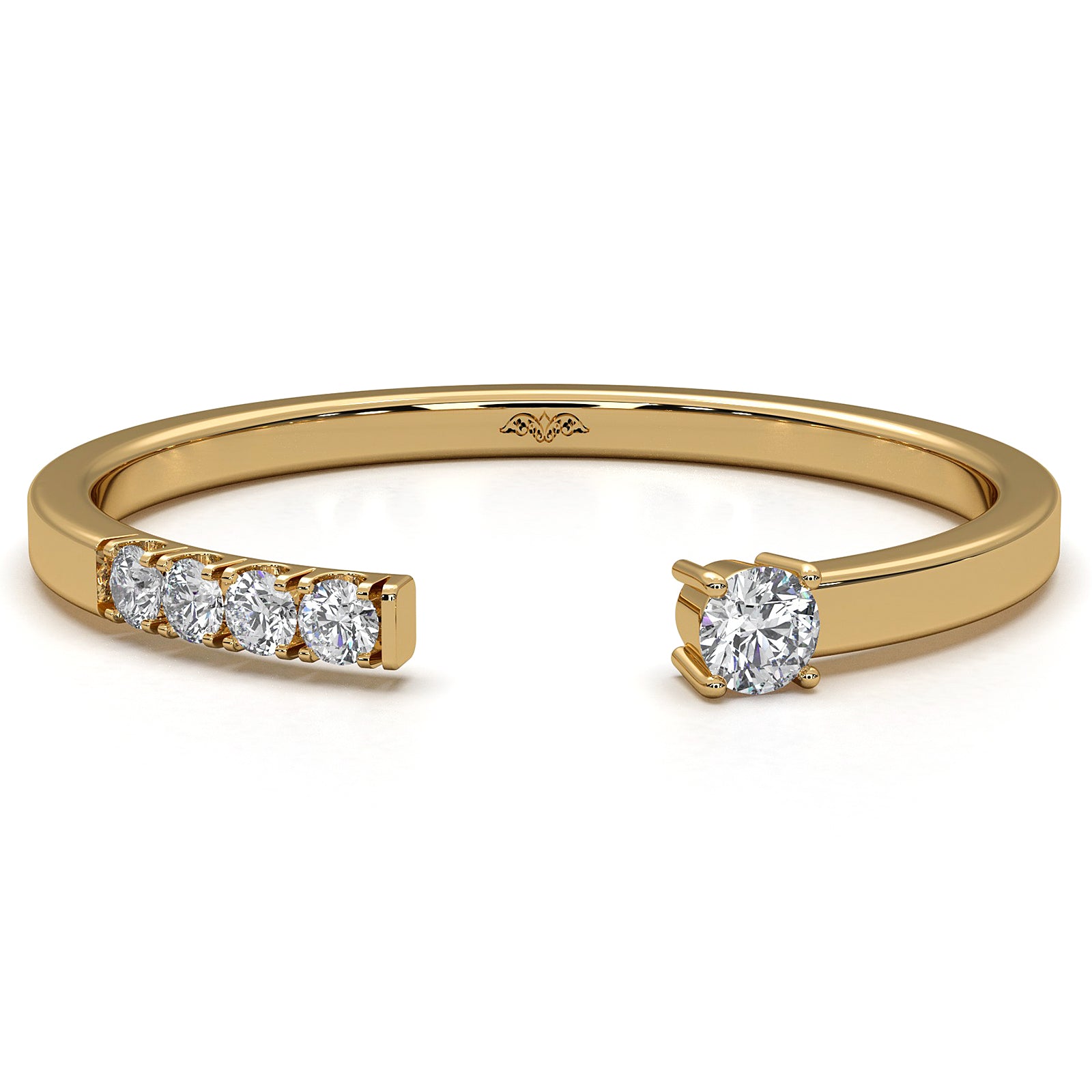 Open Cuff Round Lab Diamond Fashion Anniversary Ring 0.06ctw.