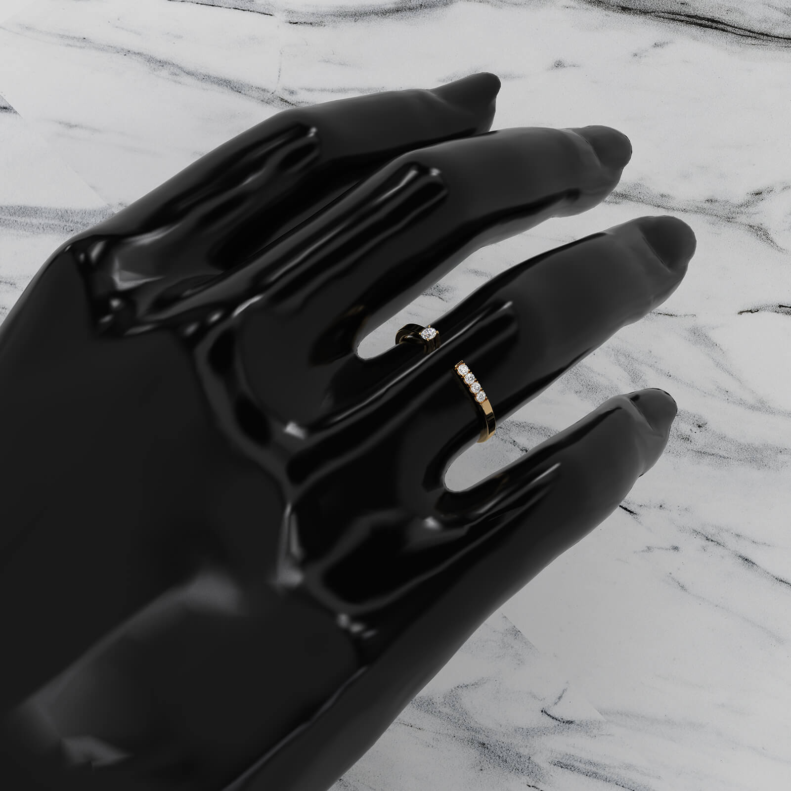 Open Cuff Round Lab Diamond Fashion Anniversary Ring 0.06ctw.