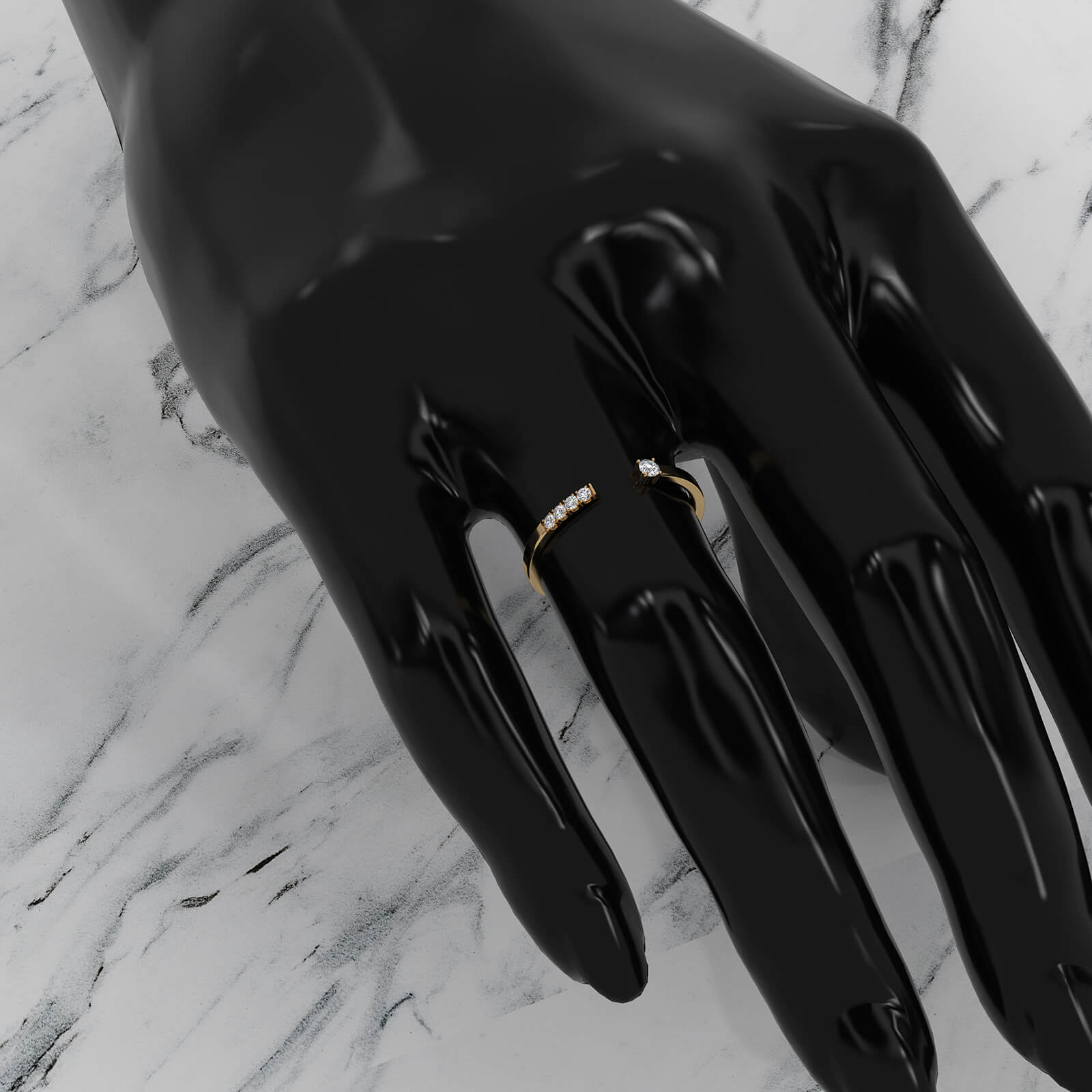 Open Cuff Round Lab Diamond Fashion Anniversary Ring 0.06ctw.