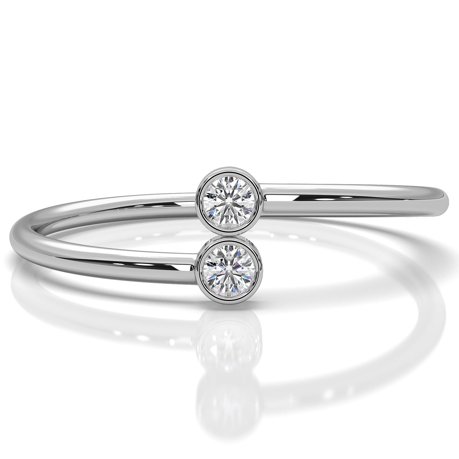 Petite 2 Stone Bezel Round Lab Diamond Fashion Anniversary Ring 0.06ctw.