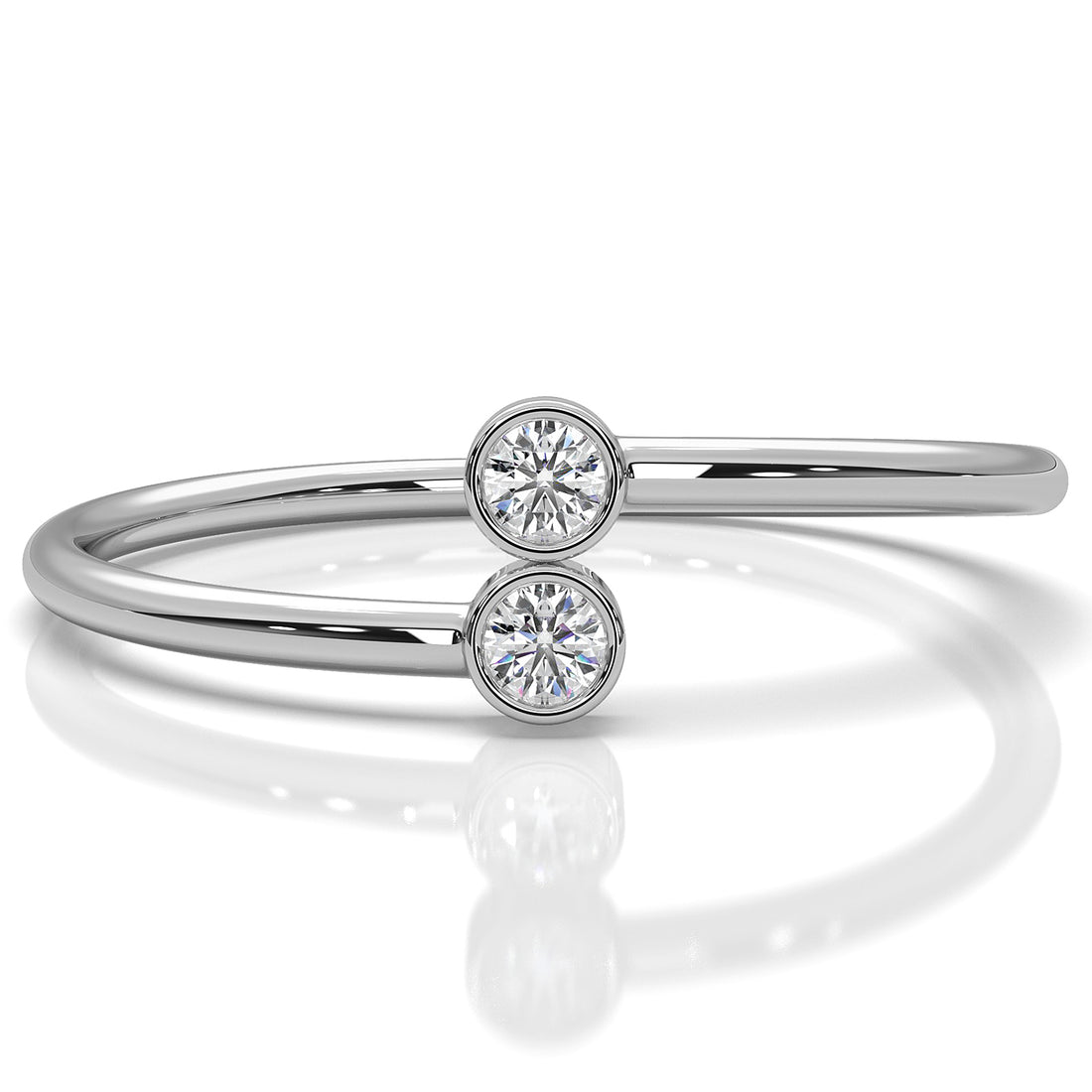 Petite 2 Stone Bezel Round Lab Diamond Fashion Anniversary Ring 0.06ctw.