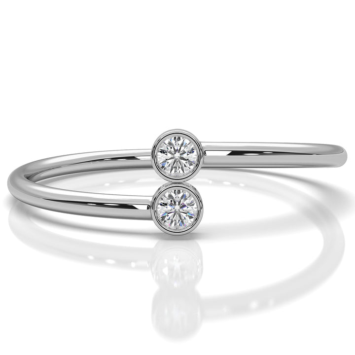 Petite 2 Stone Bezel Round Lab Diamond Fashion Anniversary Ring 0.06ctw.
