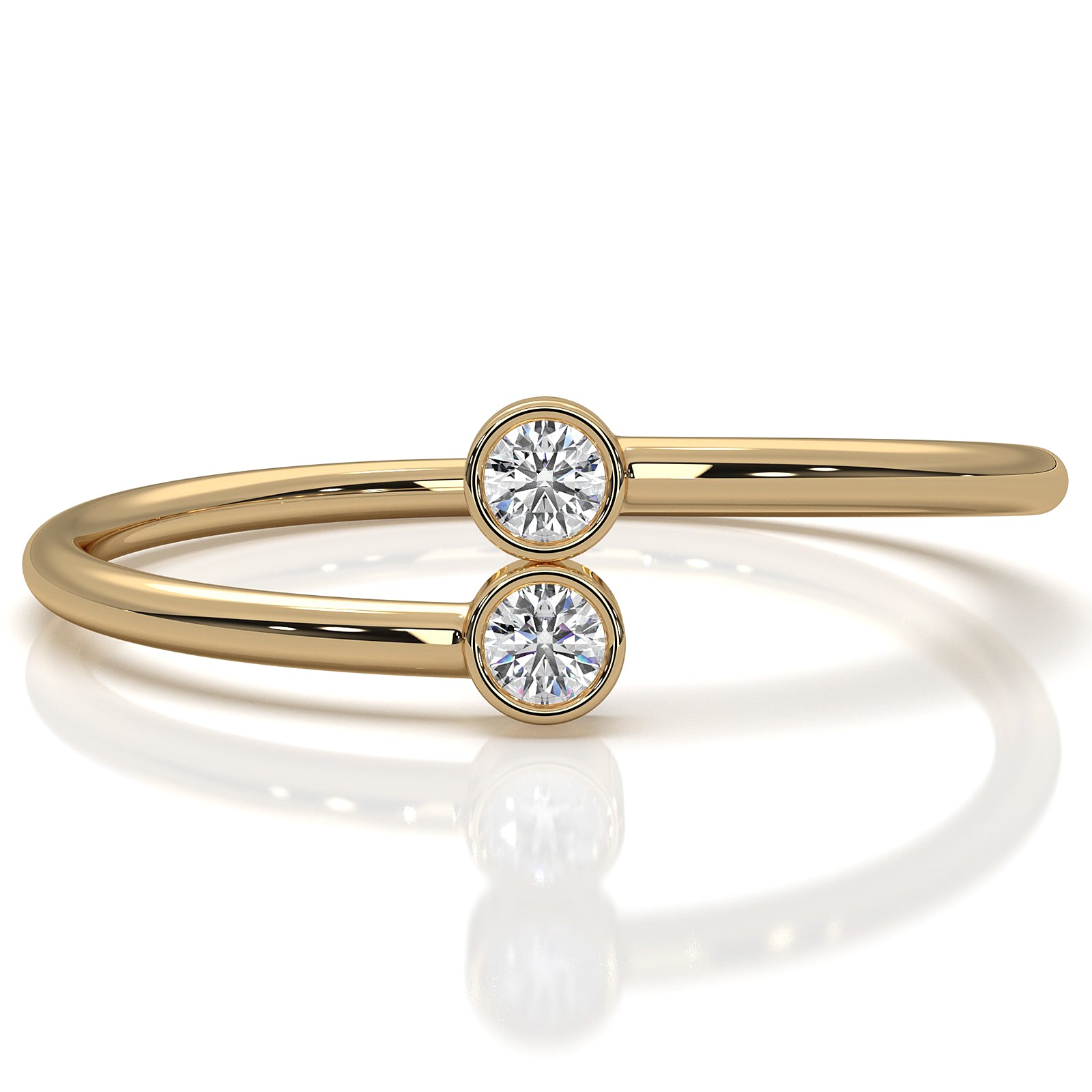 Petite 2 Stone Bezel Round Lab Diamond Fashion Anniversary Ring 0.06ctw.