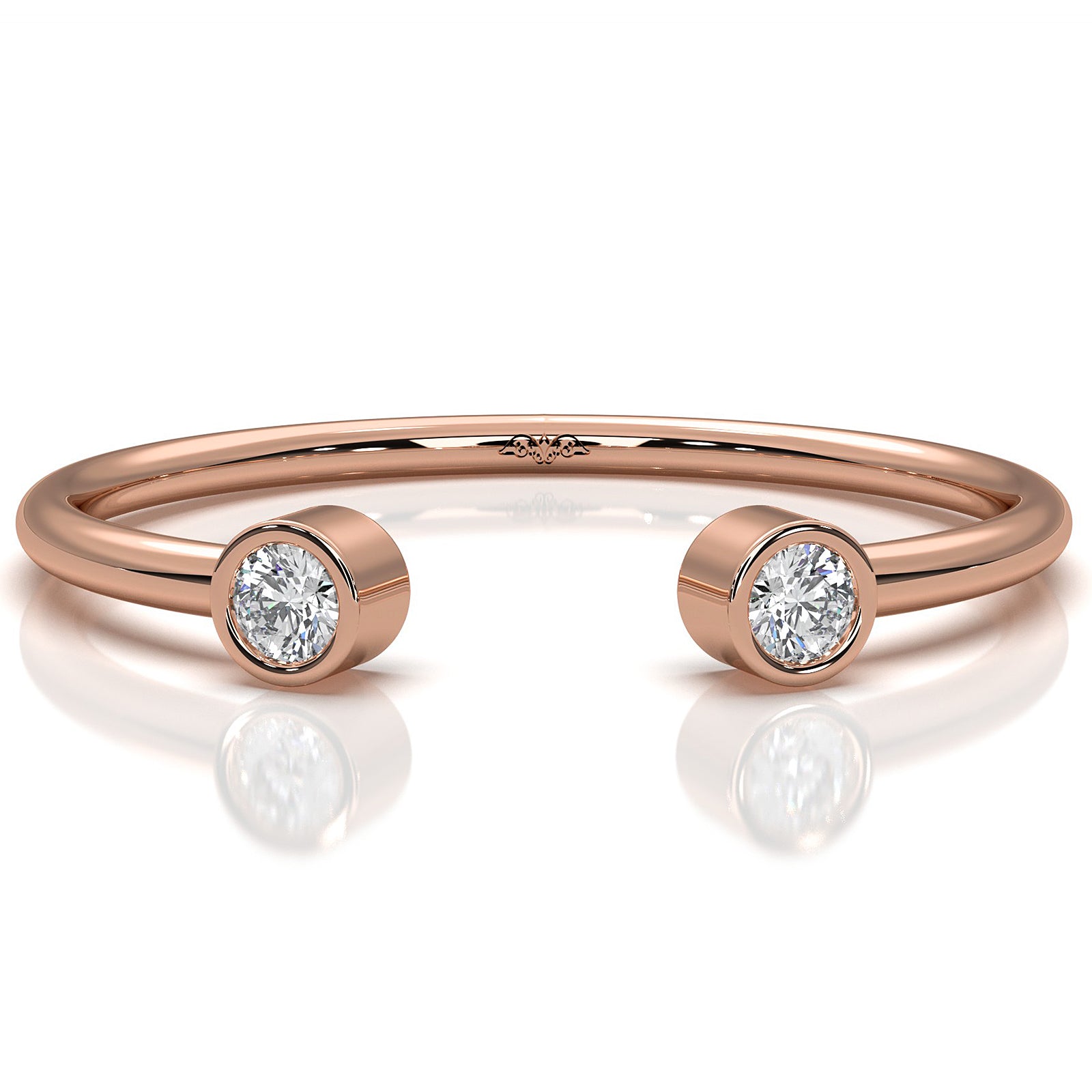 Minimalist Open Cuff Bezel Round Lab Diamond Fashion Ring 0.06ctw.