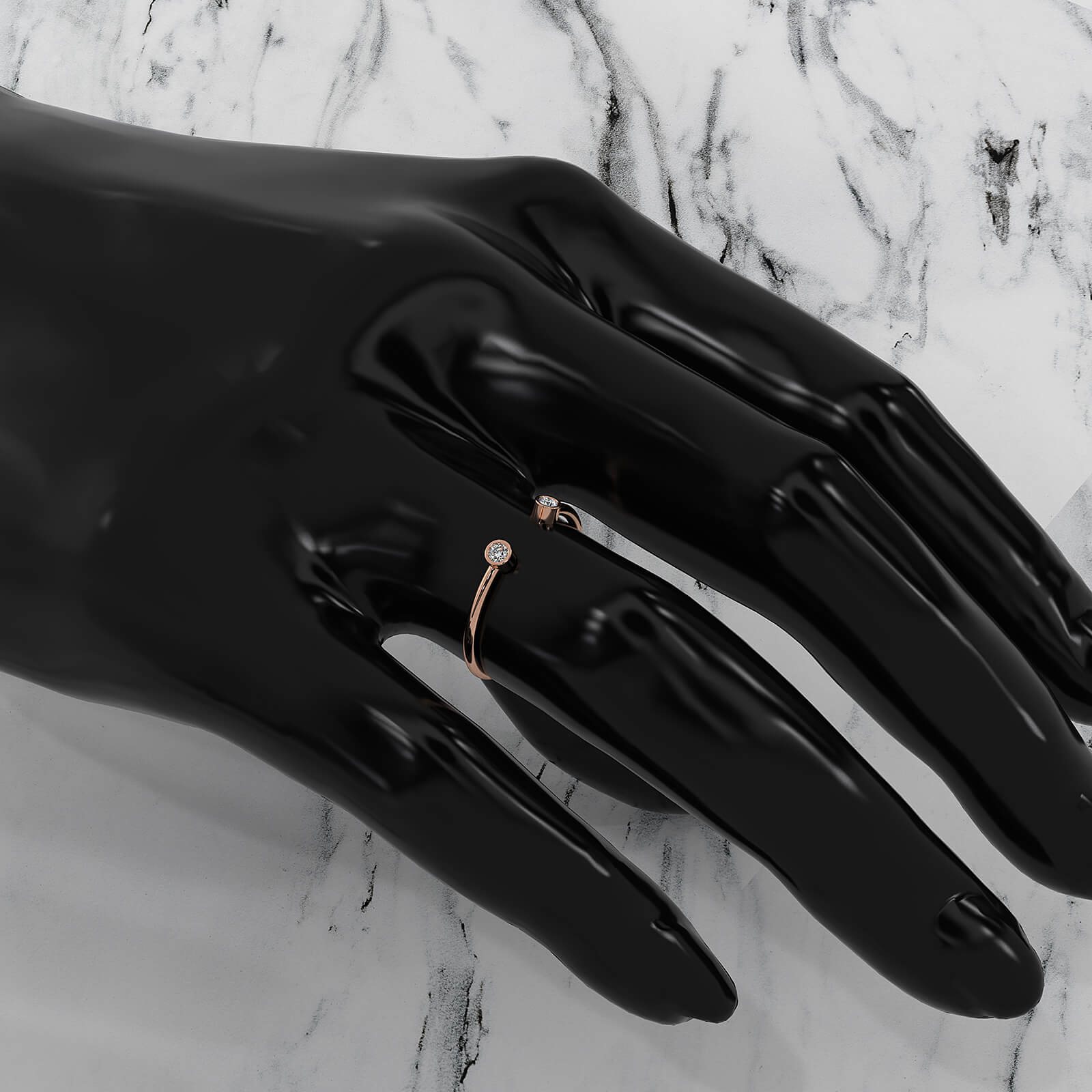 Minimalist Open Cuff Bezel Round Lab Diamond Fashion Ring 0.06ctw.