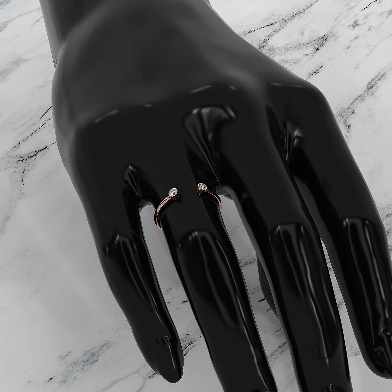 Minimalist Open Cuff Bezel Round Lab Diamond Fashion Ring 0.06ctw.