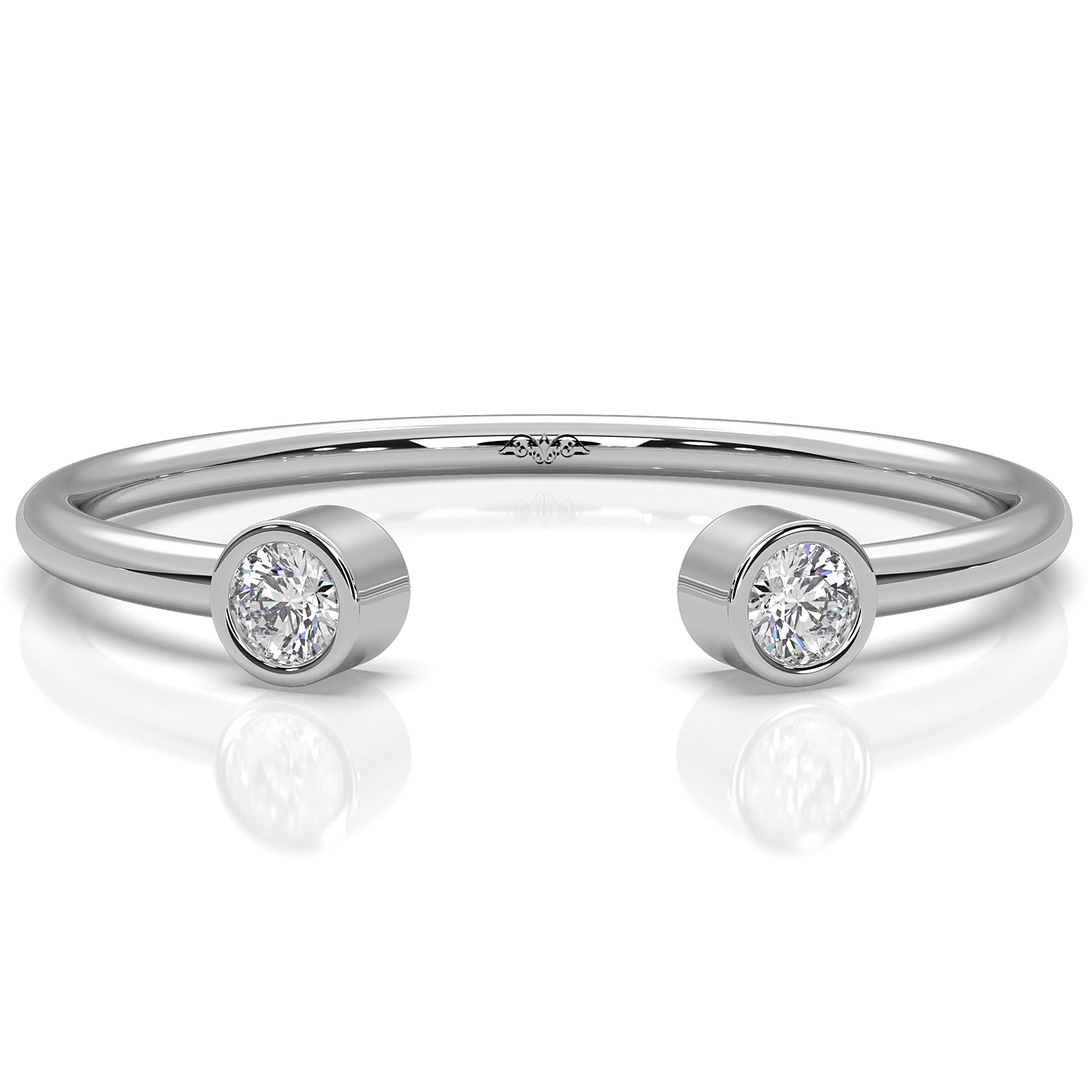 Minimalist Open Cuff Bezel Round Lab Diamond Fashion Ring 0.06ctw.