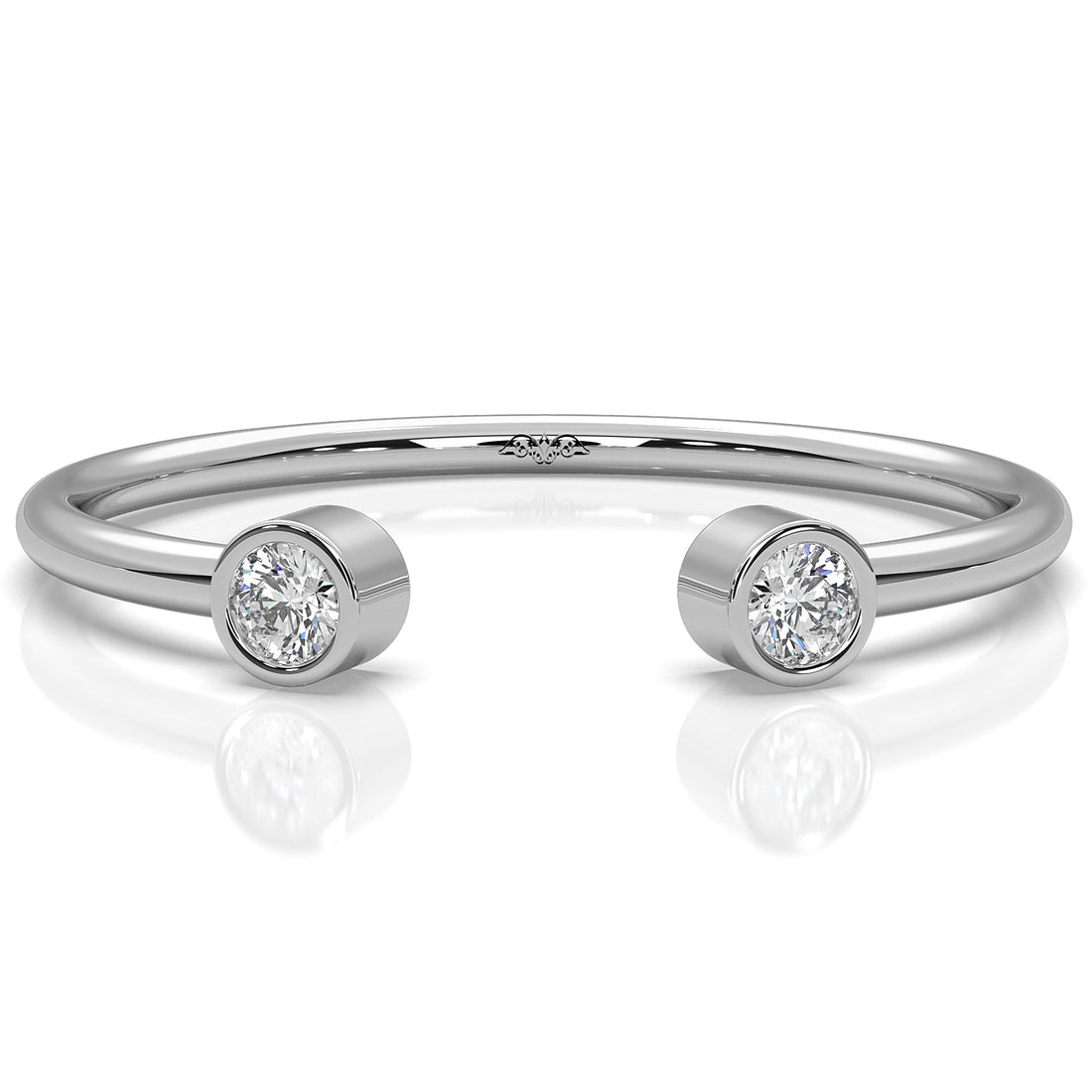Minimalist Open Cuff Bezel Round Lab Diamond Fashion Ring 0.06ctw.