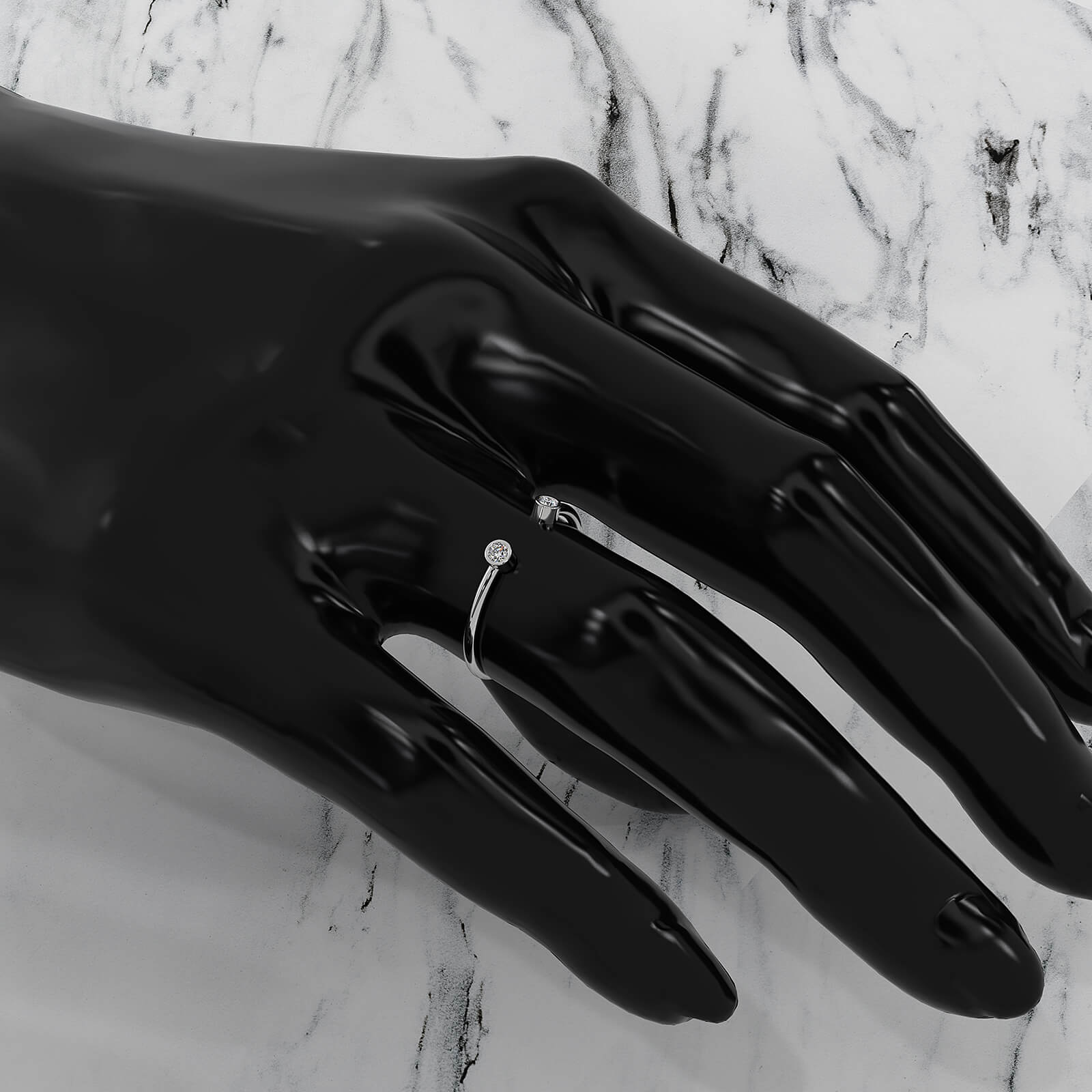 Minimalist Open Cuff Bezel Round Lab Diamond Fashion Ring 0.06ctw.