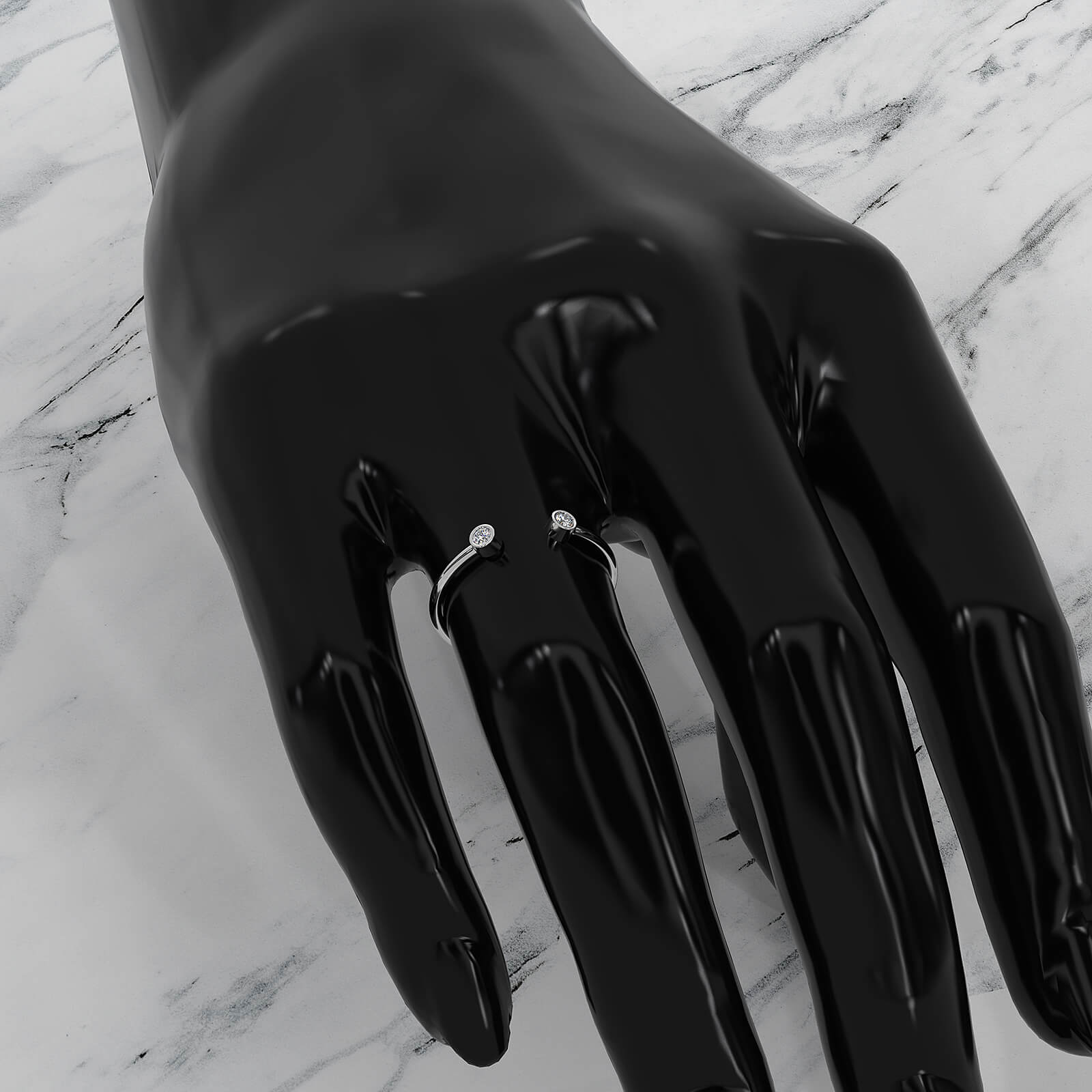 Minimalist Open Cuff Bezel Round Lab Diamond Fashion Ring 0.06ctw.