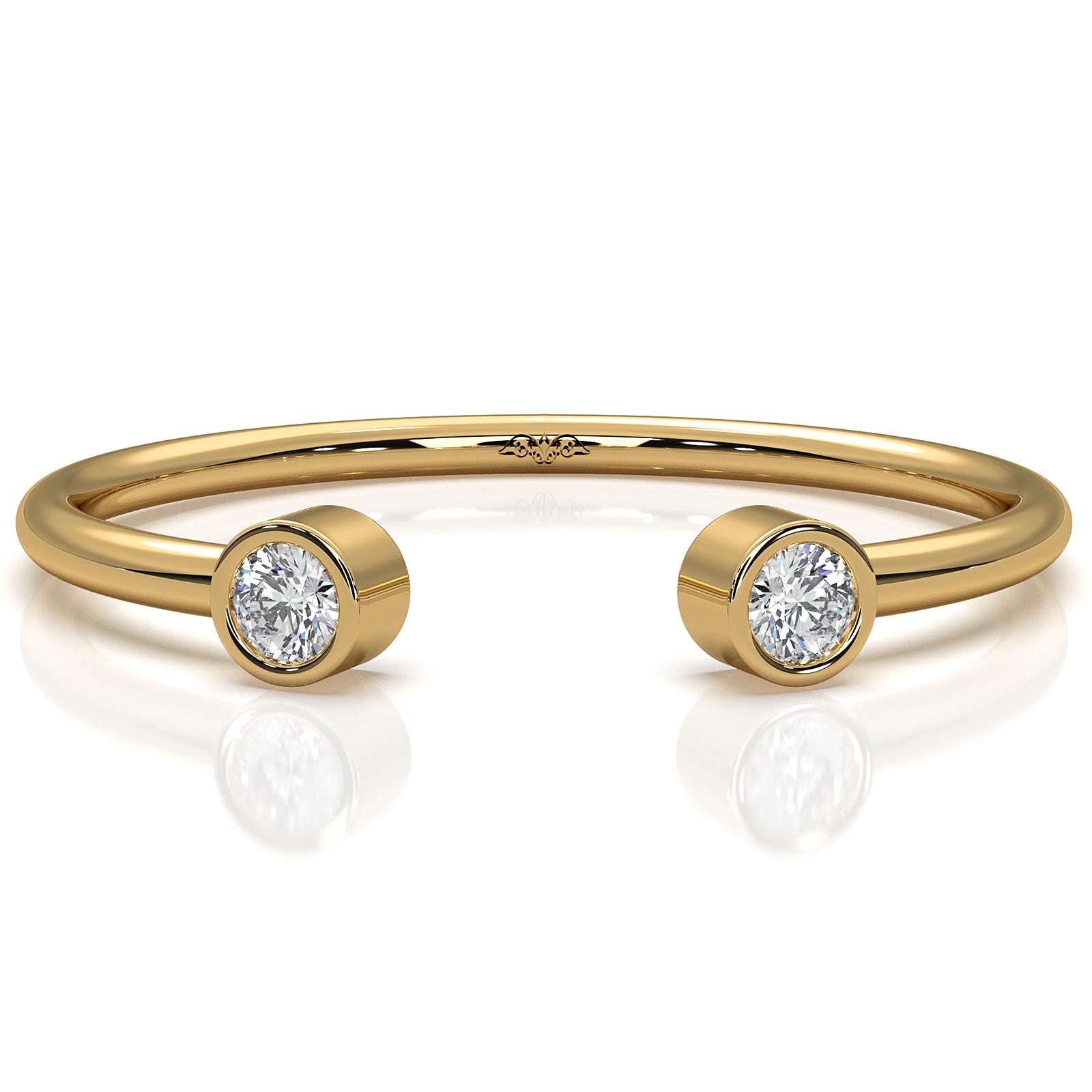 Minimalist Open Cuff Bezel Round Lab Diamond Fashion Ring 0.06ctw.