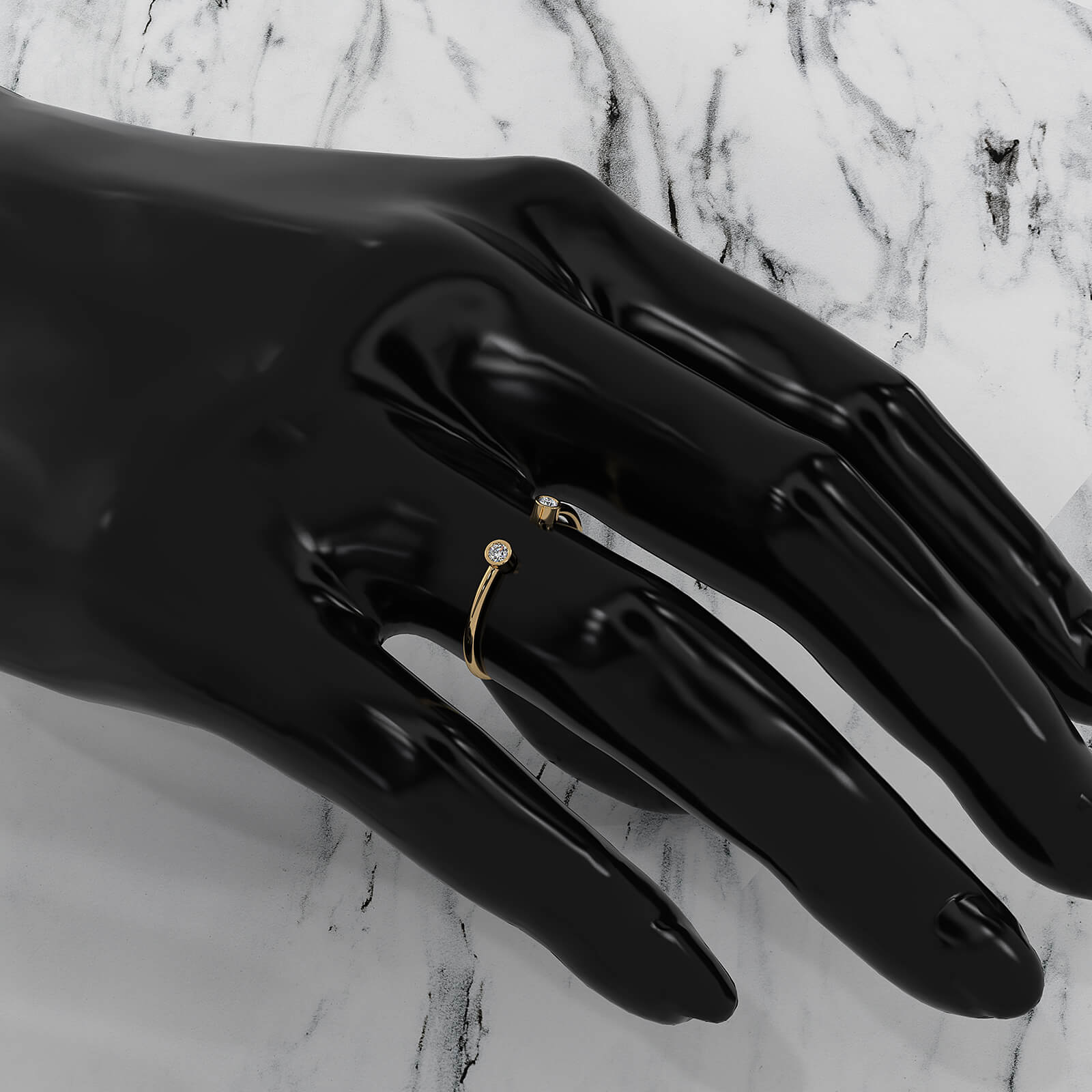 Minimalist Open Cuff Bezel Round Lab Diamond Fashion Ring 0.06ctw.