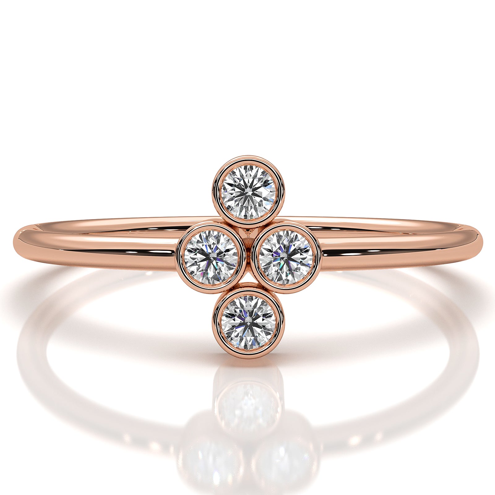 Minimalist Cluster Bezel Set Round Lab Diamond Fashion Ring 0.14ctw.