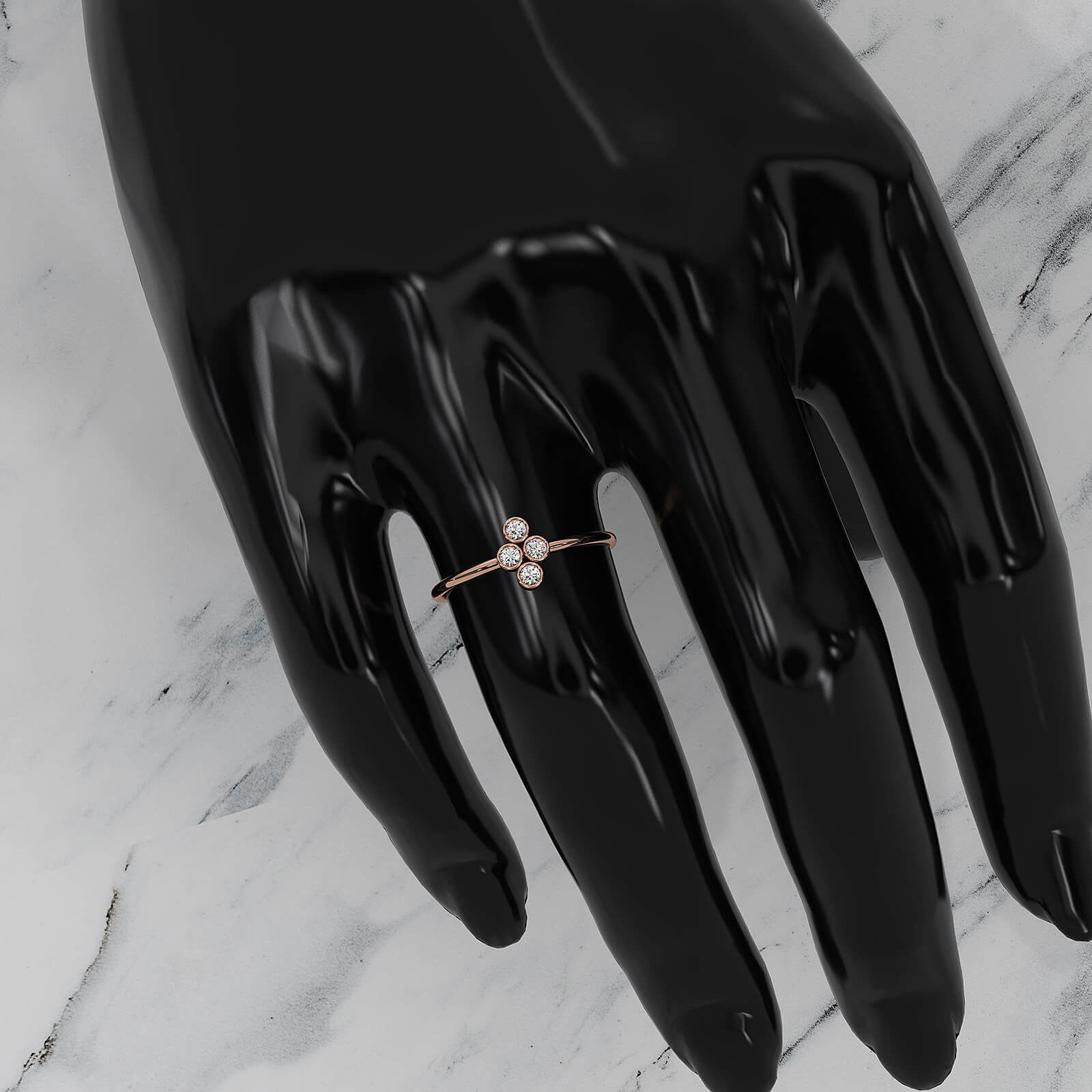 Minimalist Cluster Bezel Set Round Lab Diamond Fashion Ring 0.14ctw.