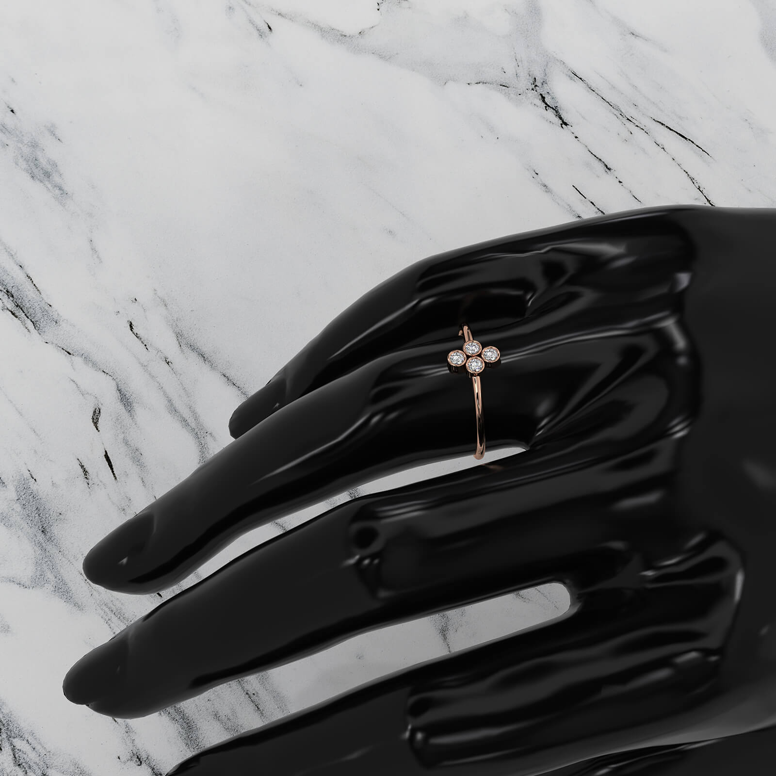 Minimalist Cluster Bezel Set Round Lab Diamond Fashion Ring 0.14ctw.