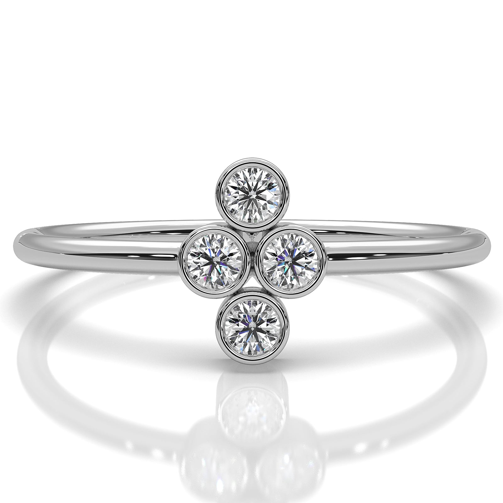 Minimalist Cluster Bezel Set Round Lab Diamond Fashion Ring 0.14ctw.