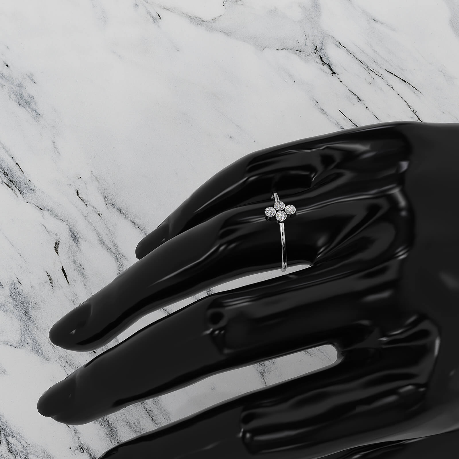 Minimalist Cluster Bezel Set Round Lab Diamond Fashion Ring 0.14ctw.