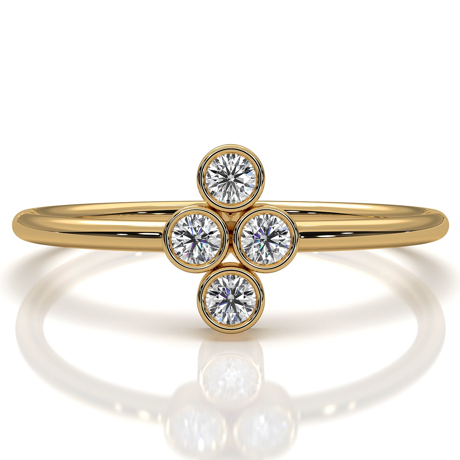 Minimalist Cluster Bezel Set Round Lab Diamond Fashion Ring 0.14ctw.