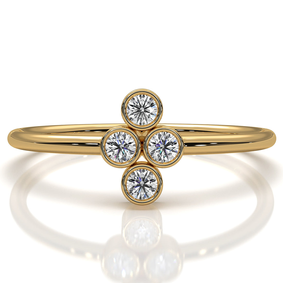 Minimalist Cluster Bezel Set Round Lab Diamond Fashion Ring 0.14ctw.
