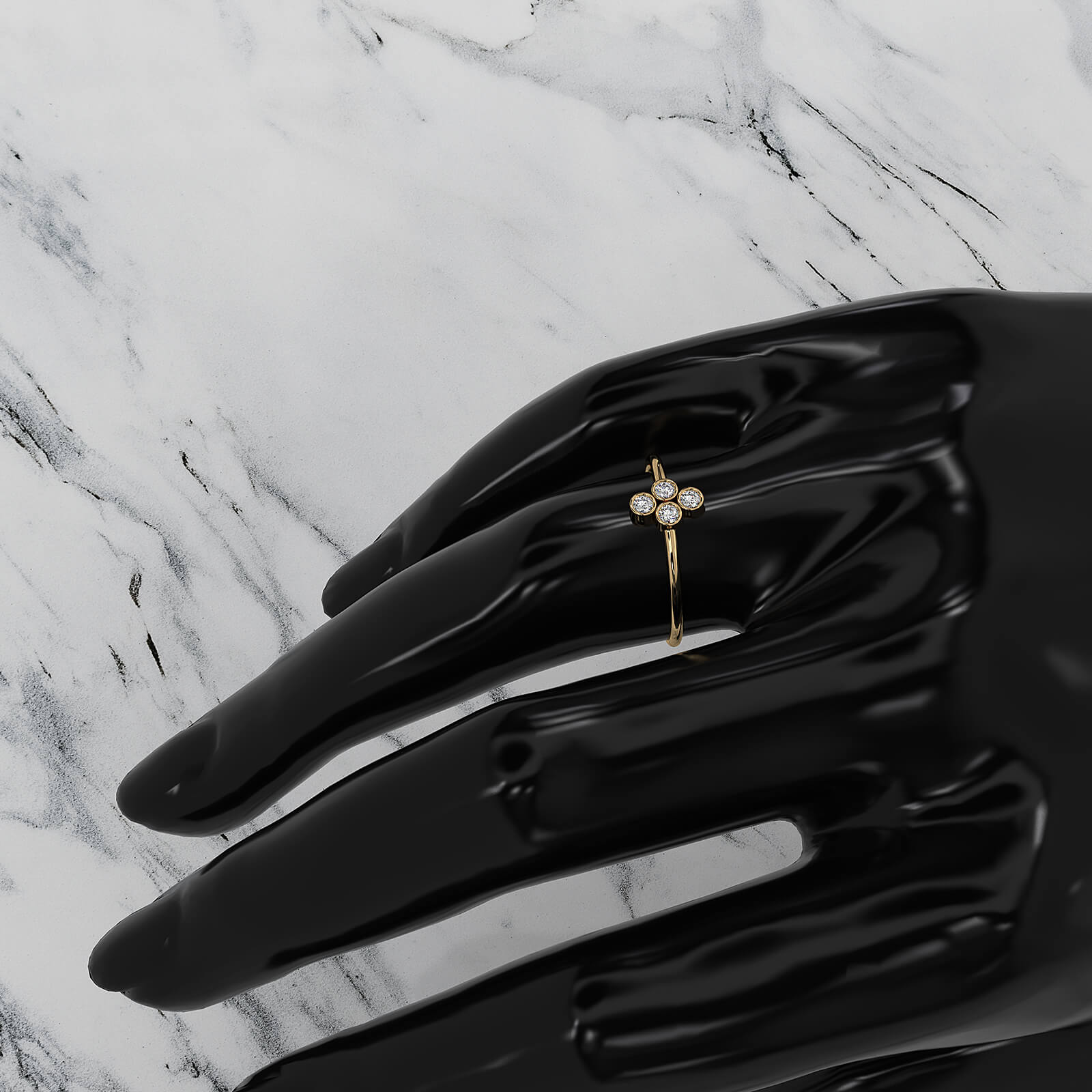 Minimalist Cluster Bezel Set Round Lab Diamond Fashion Ring 0.14ctw.