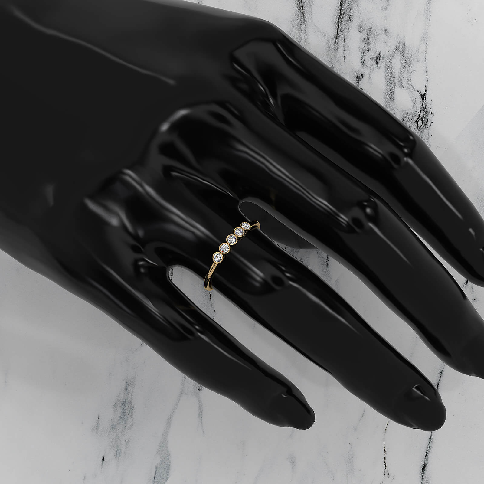 5 Stone Minimalist Bezel Set Round Lab Diamond Stackable Ring 0.15ctw.