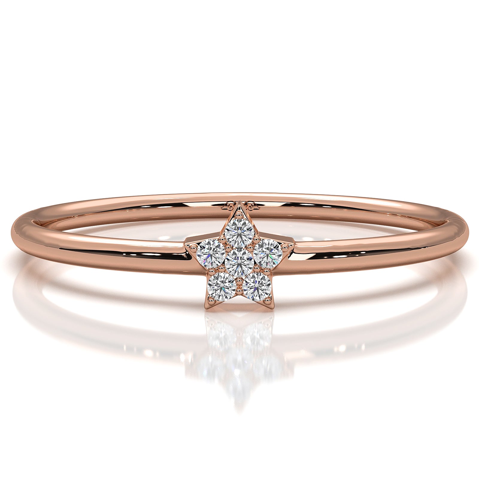 Minimalist Cluster Star Round Lab Diamond Fashionable Ring 0.02ctw.