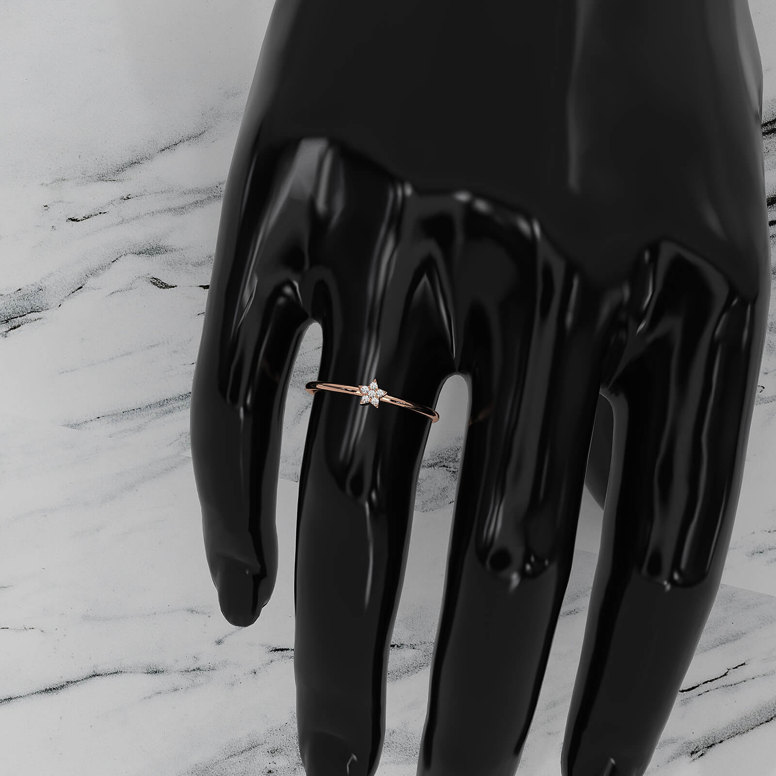 Minimalist Cluster Star Round Lab Diamond Fashionable Ring 0.02ctw.