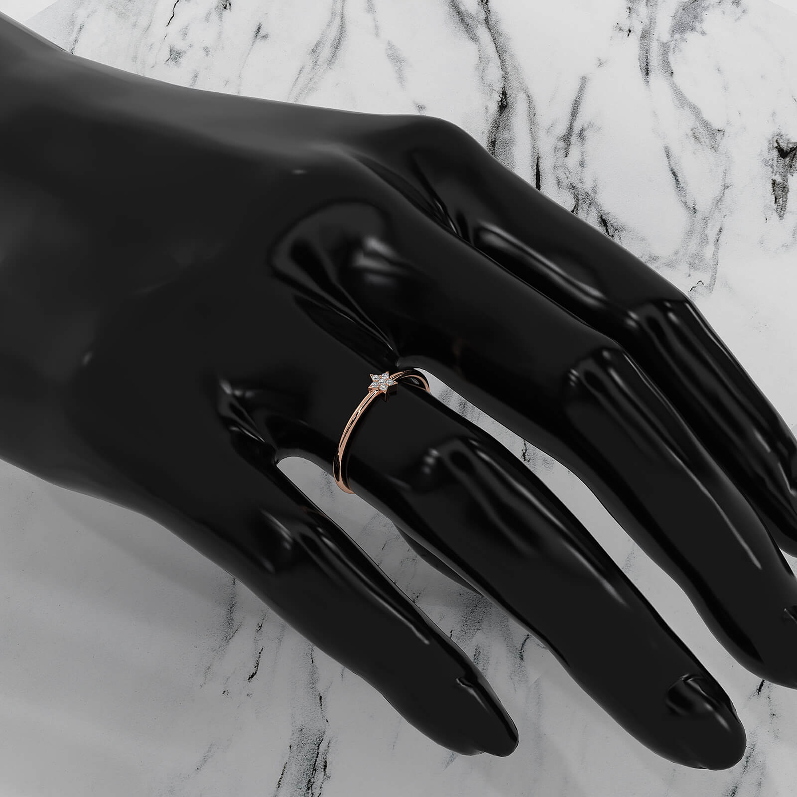 Minimalist Cluster Star Round Lab Diamond Fashionable Ring 0.02ctw.